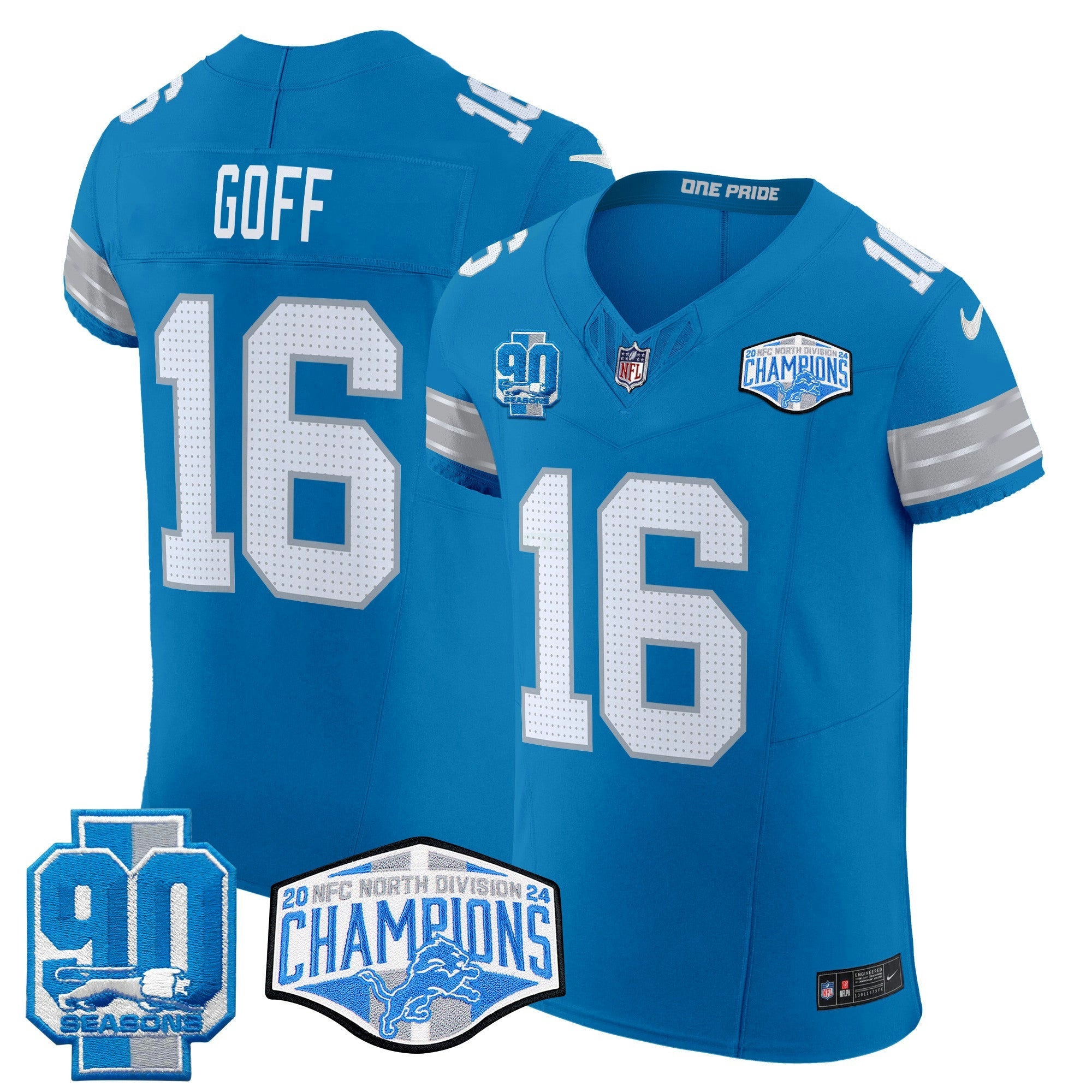 Camisa NFL Men’s Detroit 2024 NFC North Division Champions Patch Vapor Elite Jersey