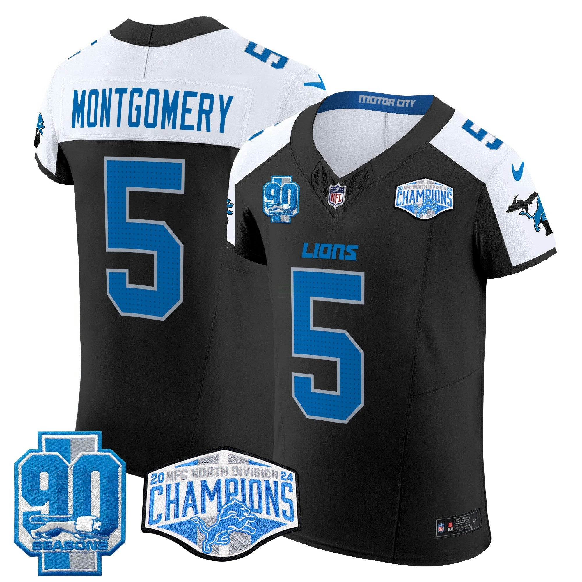Camisa NFL Men’s Detroit 2024 NFC North Division Champions Patch Vapor Elite Jersey