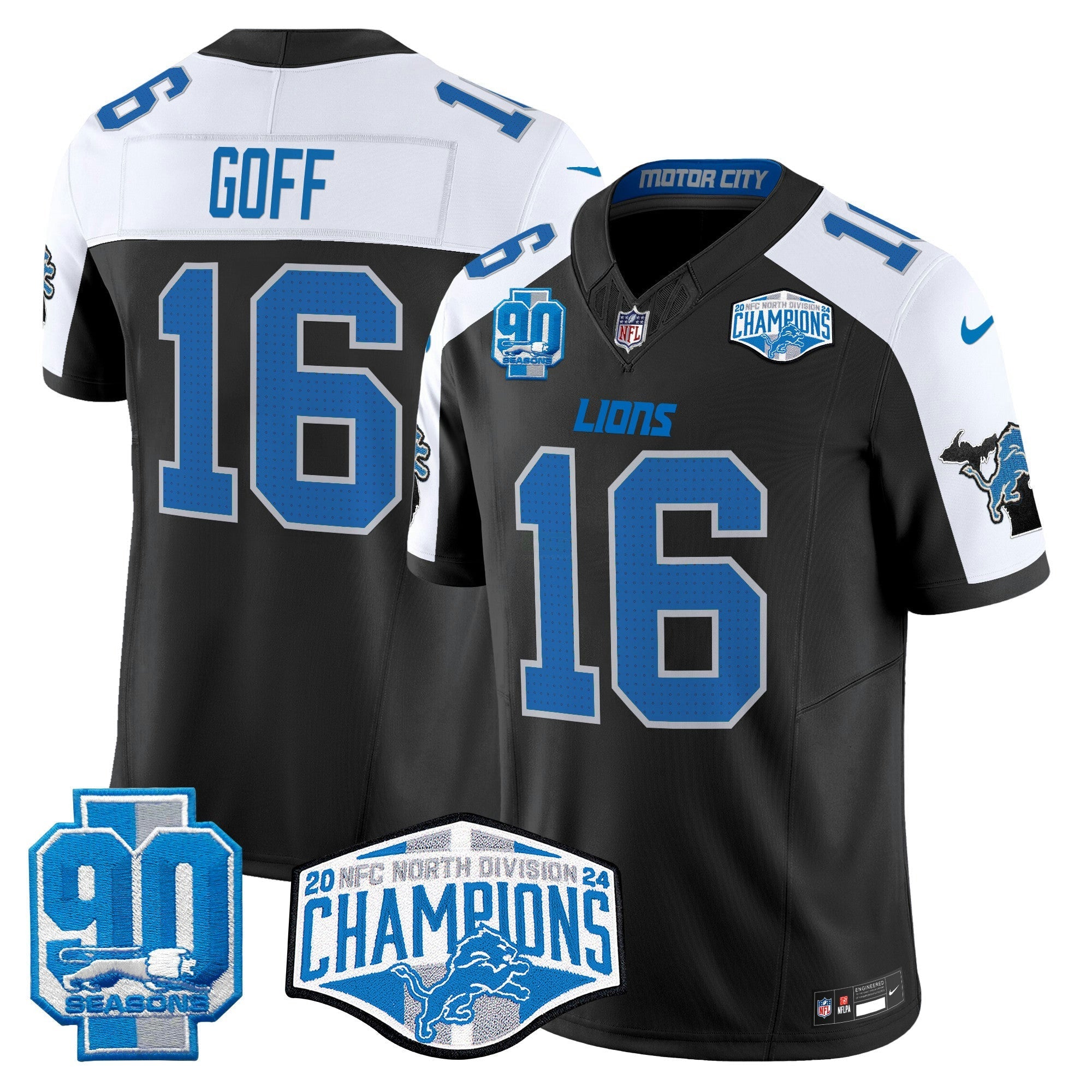 Camisa NFL Men’s Detroit 2024 NFC North Division Champions Patch Vapor Limited Jersey