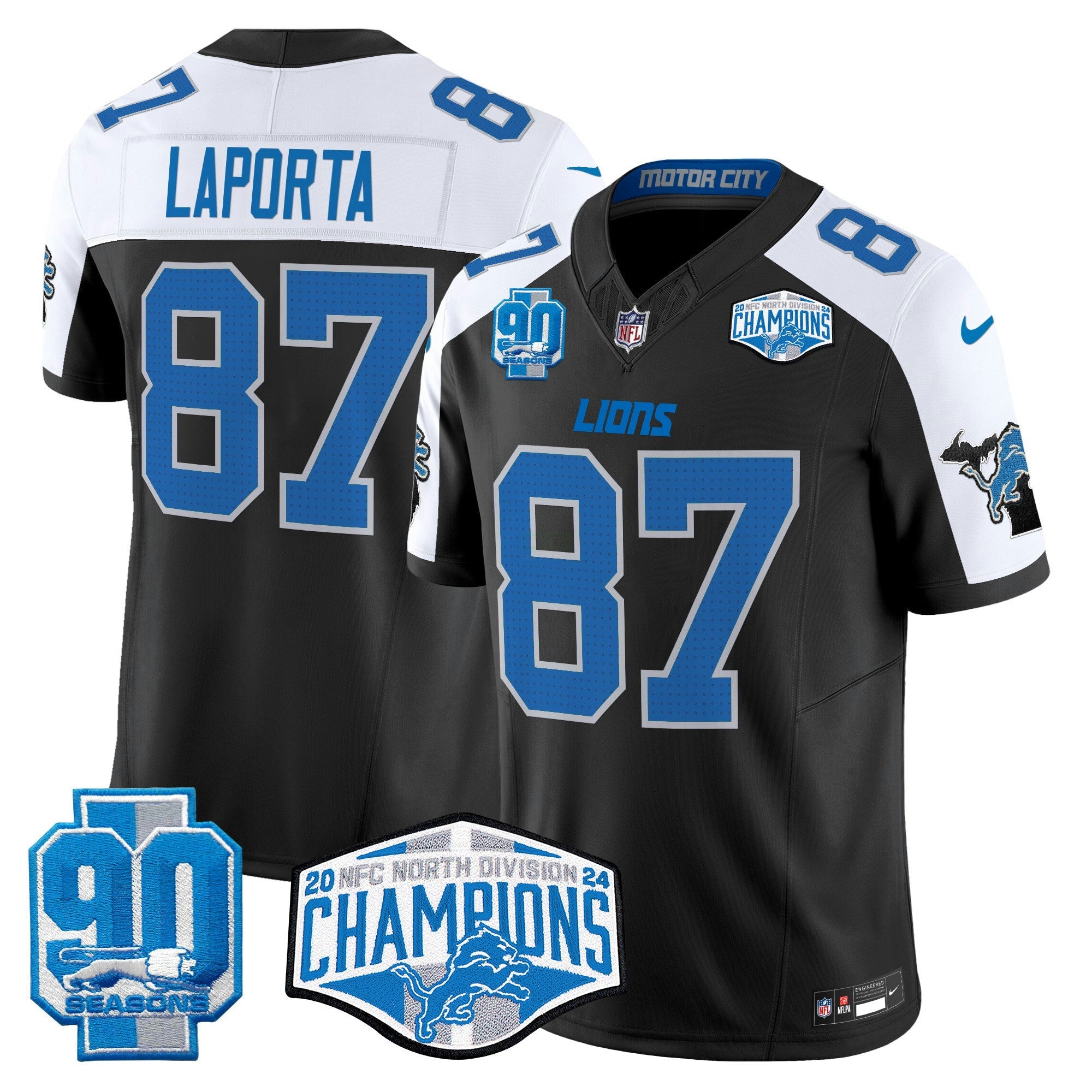 Camisa NFL Men’s Detroit 2024 NFC North Division Champions Patch Vapor Limited Jersey