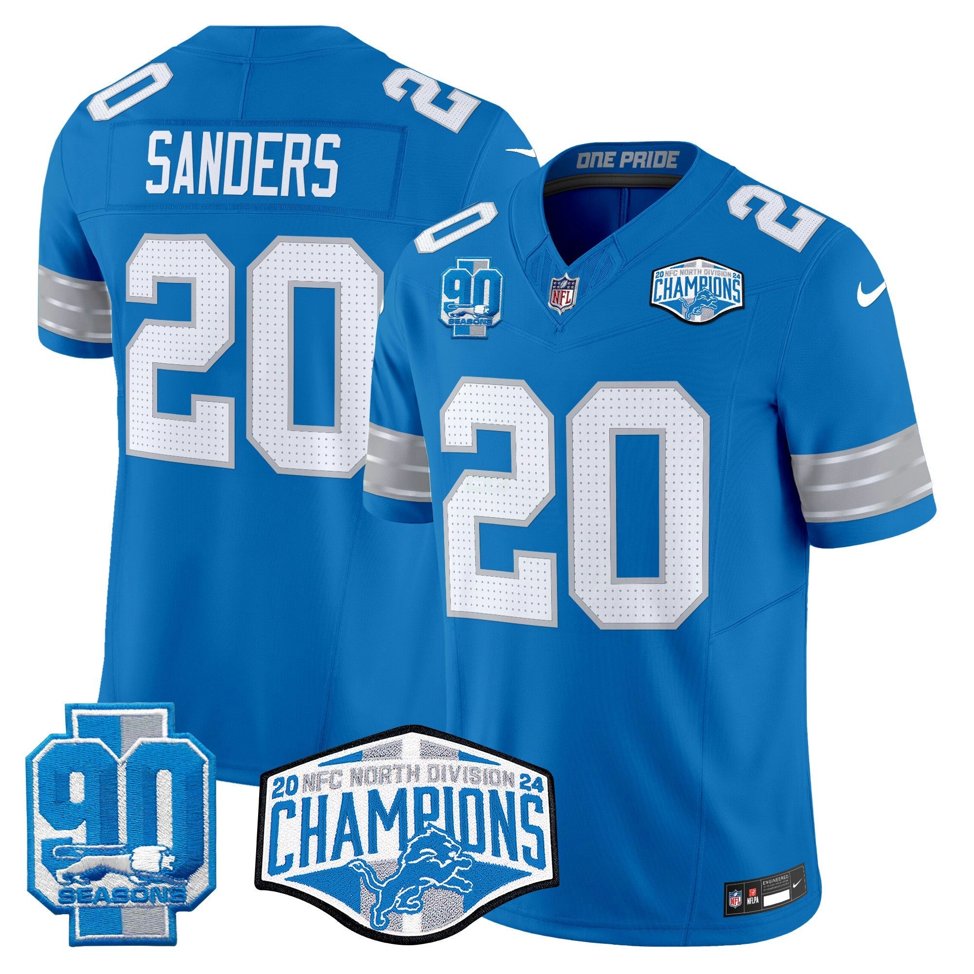 Camisa NFL Men’s Detroit 2024 NFC North Division Champions Patch Vapor Limited Jersey