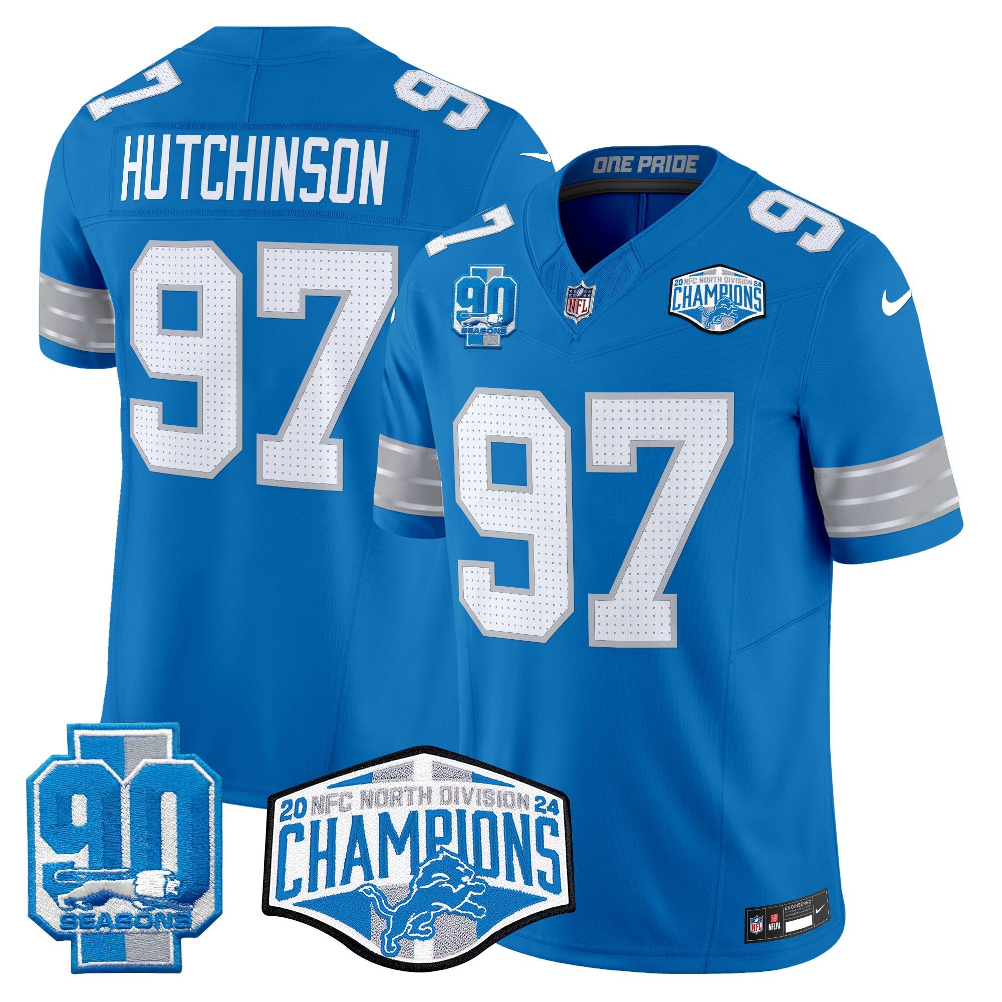 Camisa NFL Men’s Detroit 2024 NFC North Division Champions Patch Vapor Limited Jersey