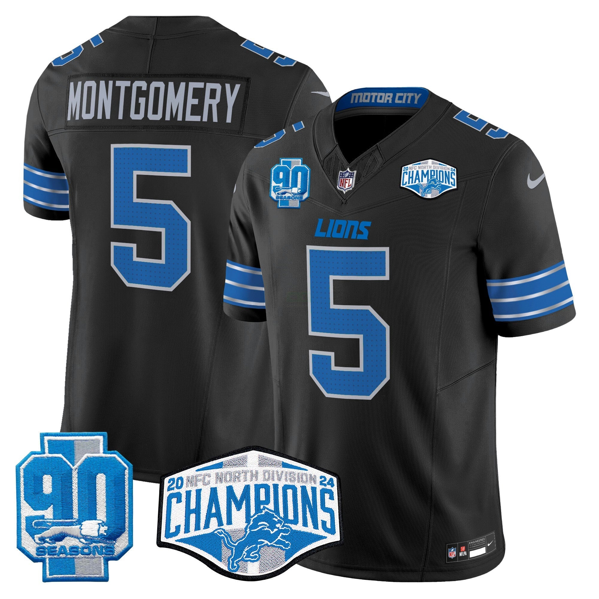 Camisa NFL Men’s Detroit 2024 NFC North Division Champions Patch Vapor Limited Jersey