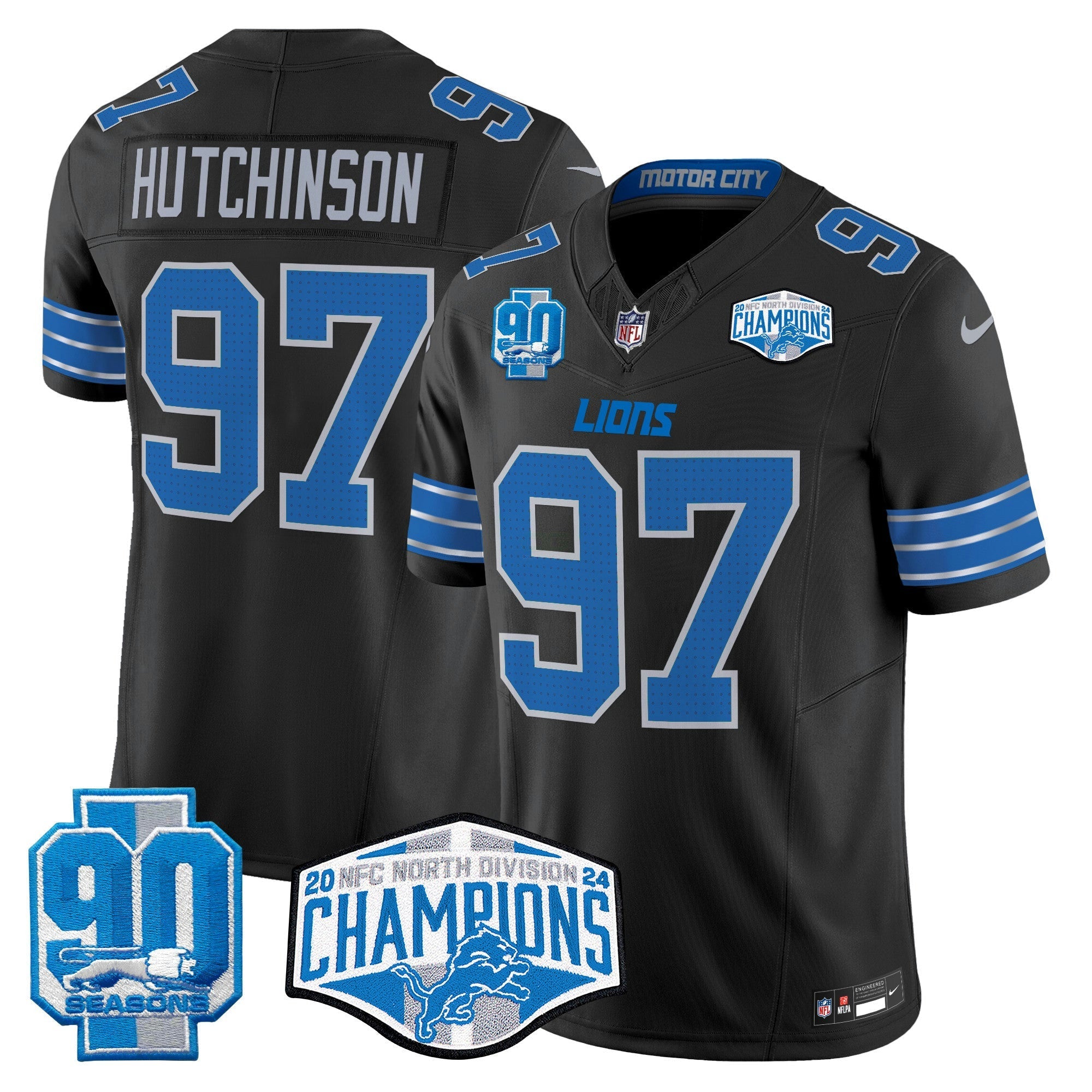 Camisa NFL Men’s Detroit 2024 NFC North Division Champions Patch Vapor Limited Jersey