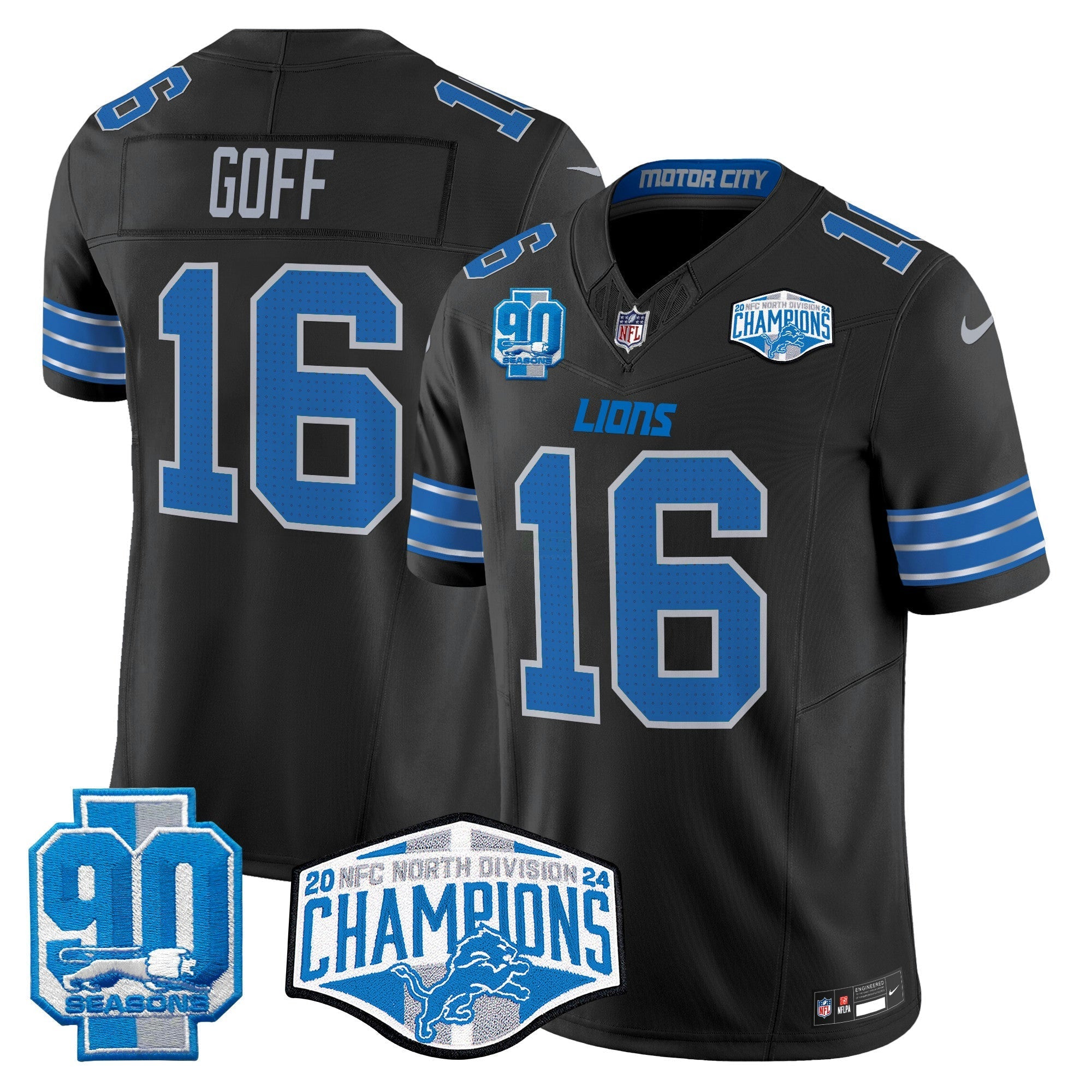 Camisa NFL Men’s Detroit 2024 NFC North Division Champions Patch Vapor Limited Jersey