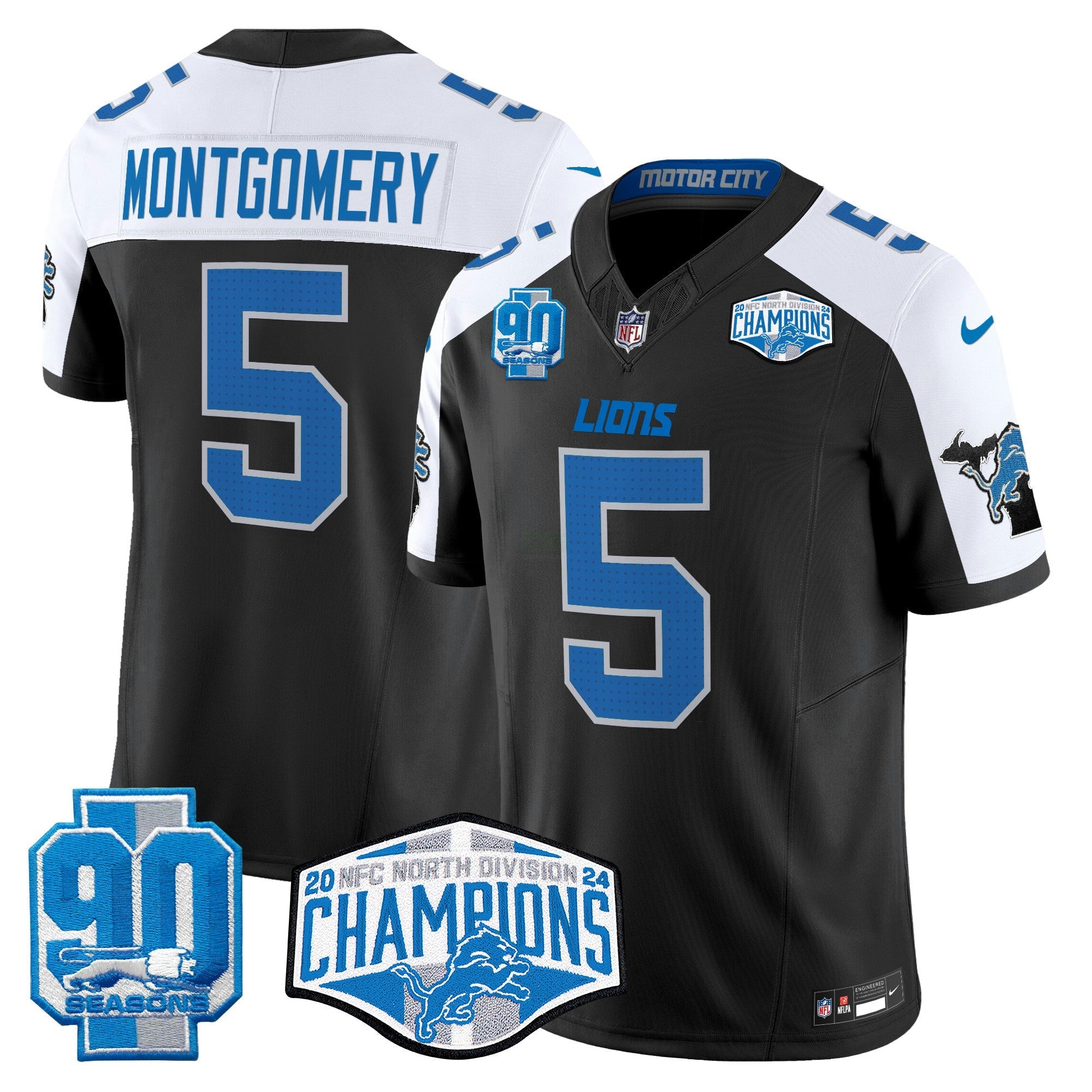 Camisa NFL Men’s Detroit 2024 NFC North Division Champions Patch Vapor Limited Jersey