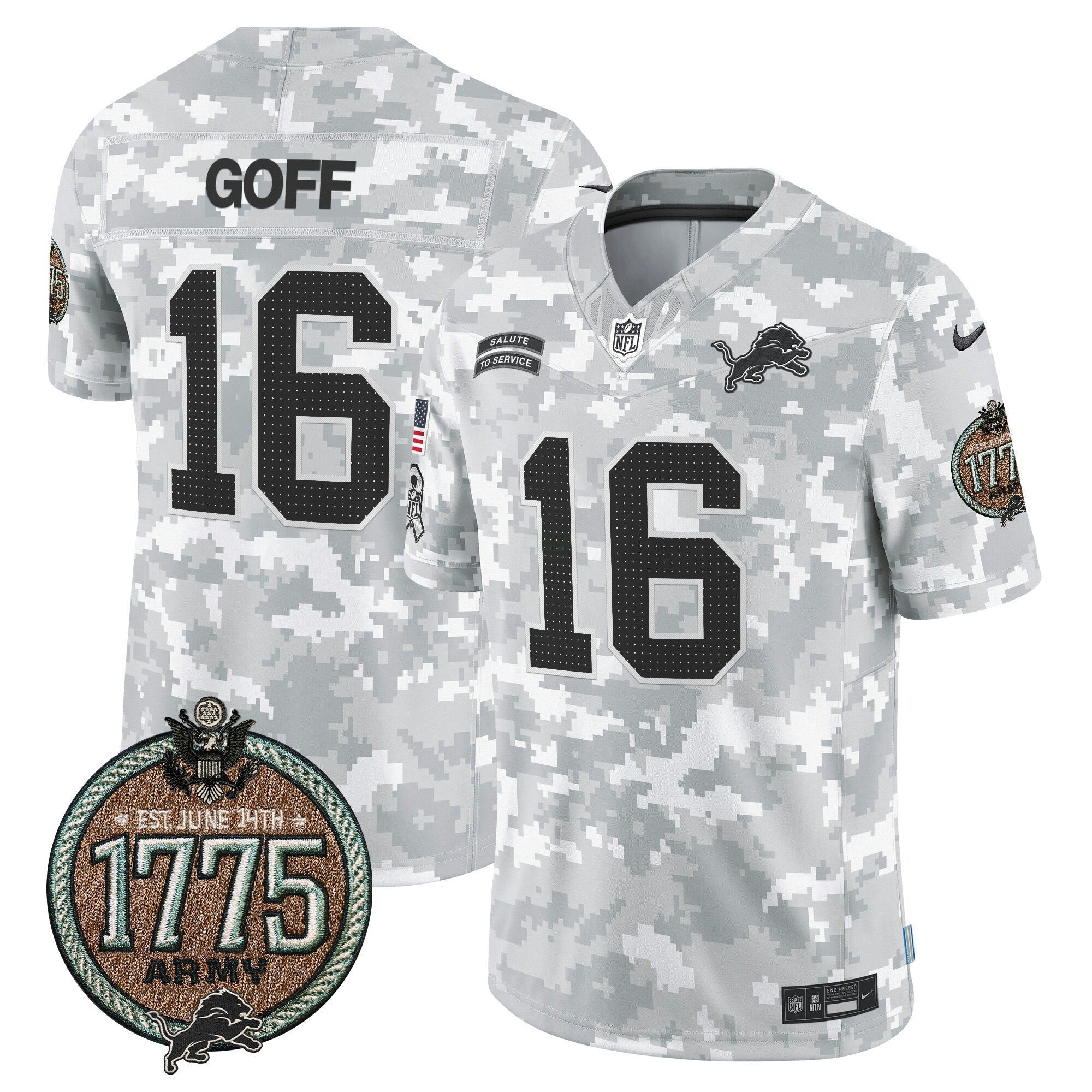 Camisa NFL Men’s Detroit 2024 Salute to Service Establishment Year Patch Vapor Limited Jersey