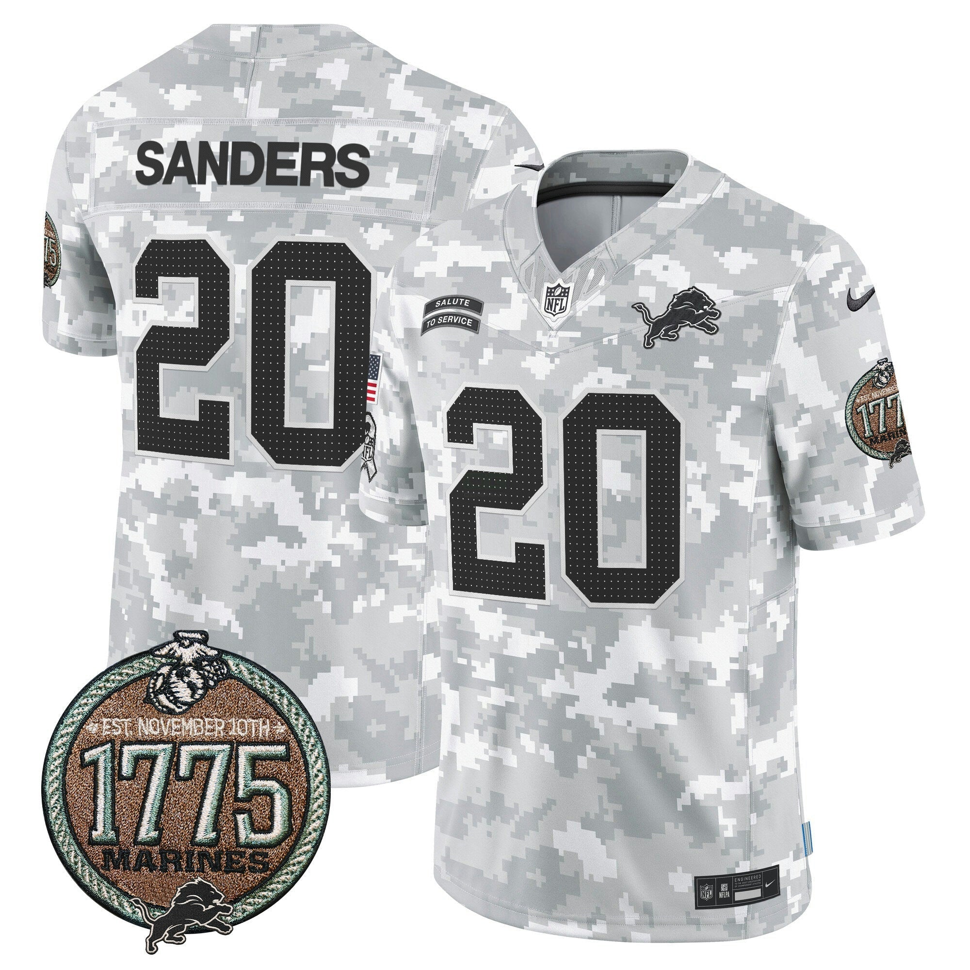 Camisa NFL Men’s Detroit 2024 Salute to Service Establishment Year Patch Vapor Limited Jersey