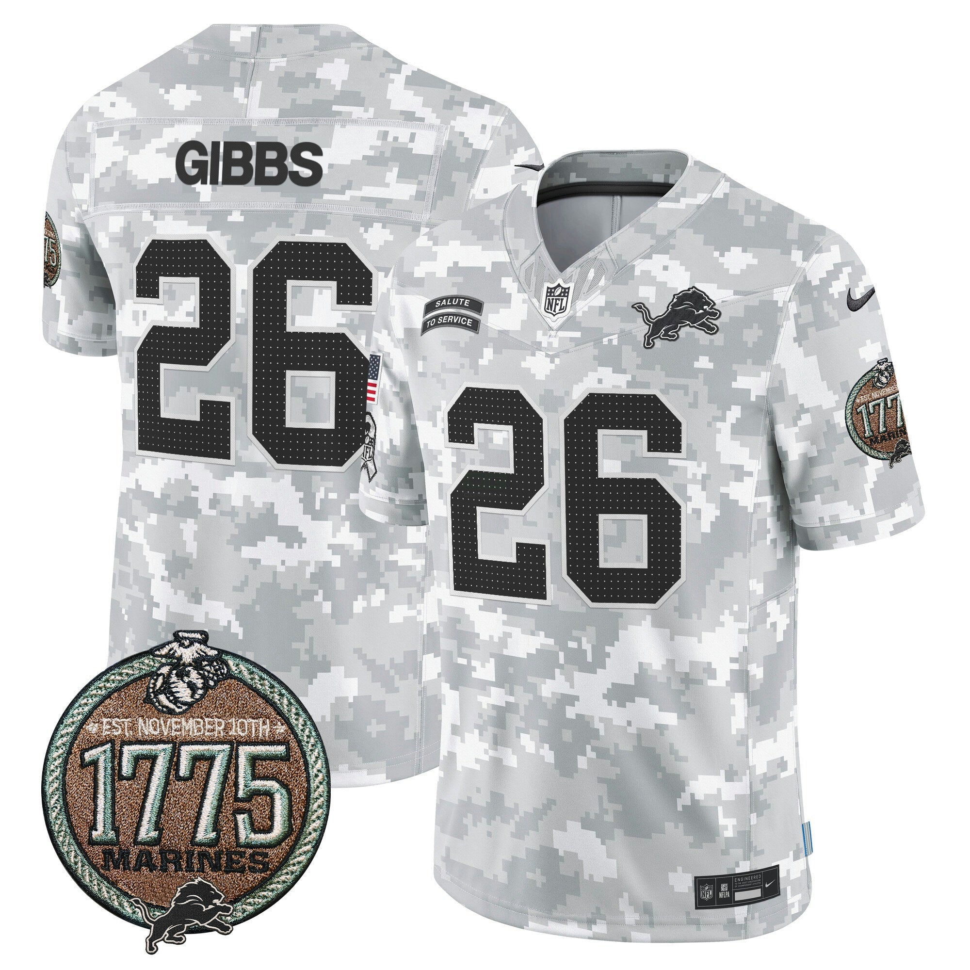 Camisa NFL Men’s Detroit 2024 Salute to Service Establishment Year Patch Vapor Limited Jersey