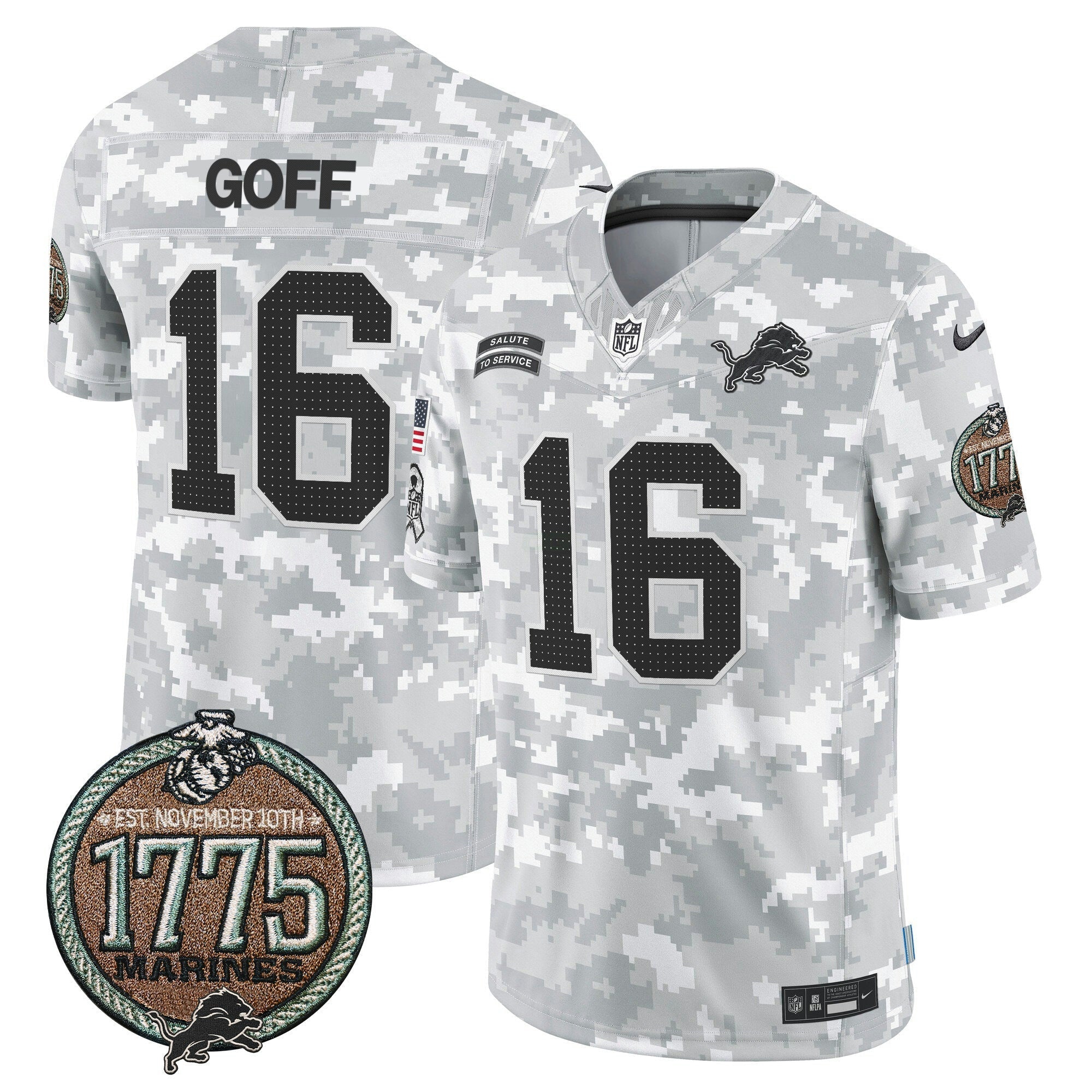 Camisa NFL Men’s Detroit 2024 Salute to Service Establishment Year Patch Vapor Limited Jersey