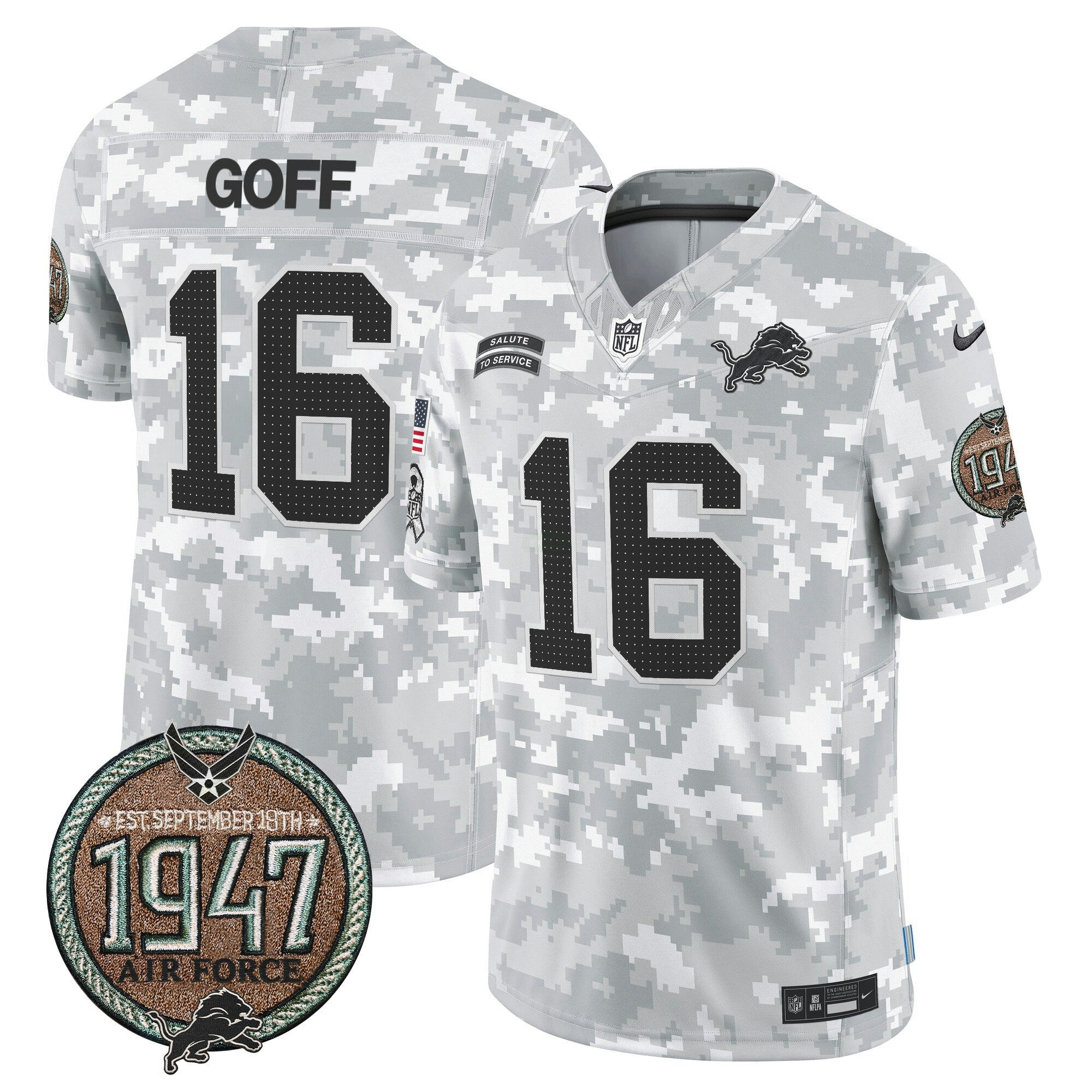 Camisa NFL Men’s Detroit 2024 Salute to Service Establishment Year Patch Vapor Limited Jersey