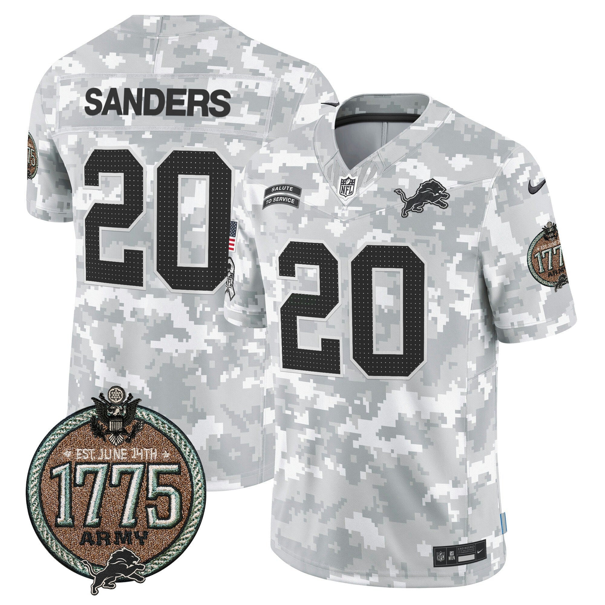 Camisa NFL Men’s Detroit 2024 Salute to Service Establishment Year Patch Vapor Limited Jersey