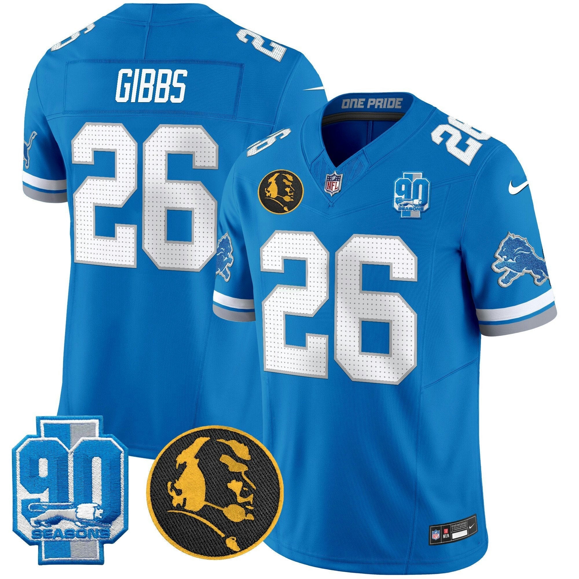 Camisa NFL Men’s Detroit 2025 90th & John Madden Patch Vapor Limited Jersey V2