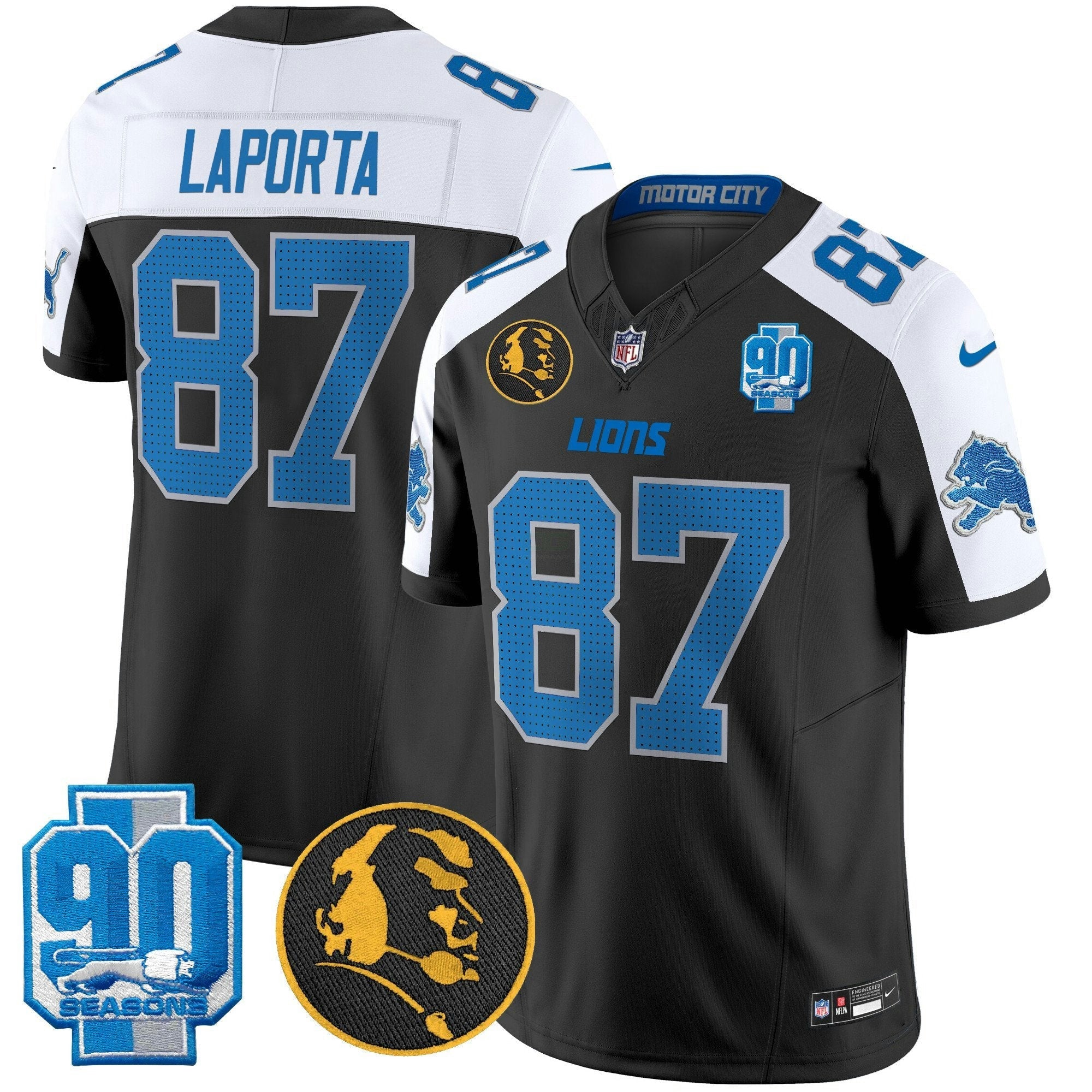 Camisa NFL Men’s Detroit 2025 90th & John Madden Patch Vapor Limited Jersey V2