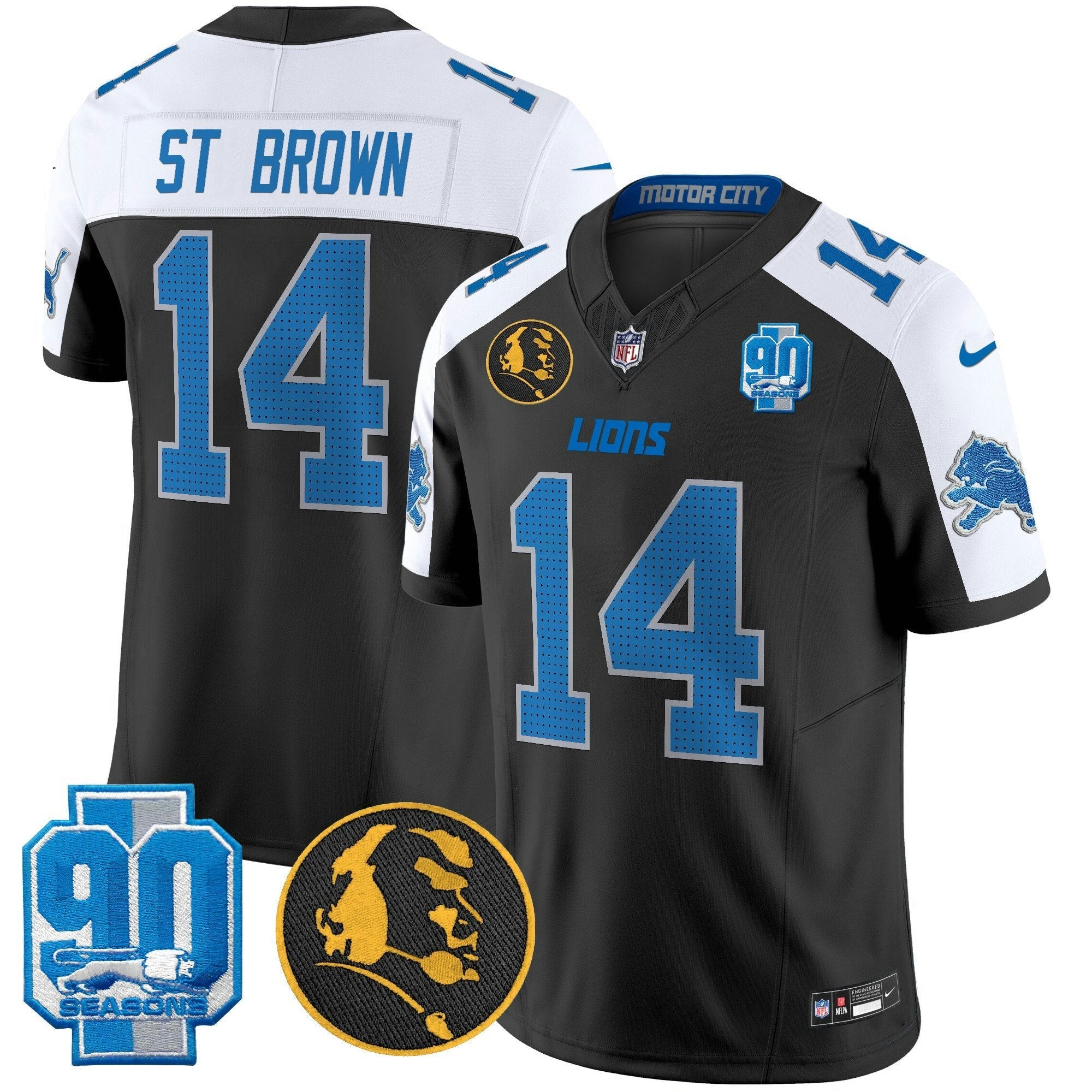 Camisa NFL Men’s Detroit 2025 90th & John Madden Patch Vapor Limited Jersey V2