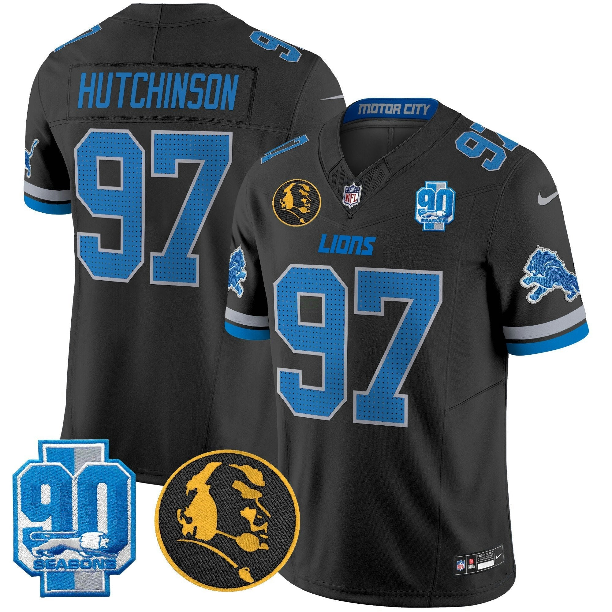 Camisa NFL Men’s Detroit 2025 90th & John Madden Patch Vapor Limited Jersey V2