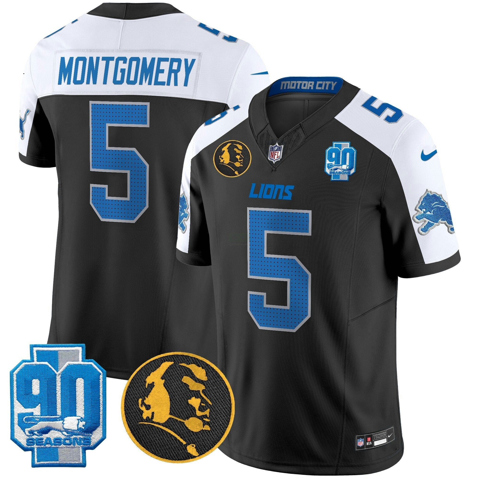 Camisa NFL Men’s Detroit 2025 90th & John Madden Patch Vapor Limited Jersey V2