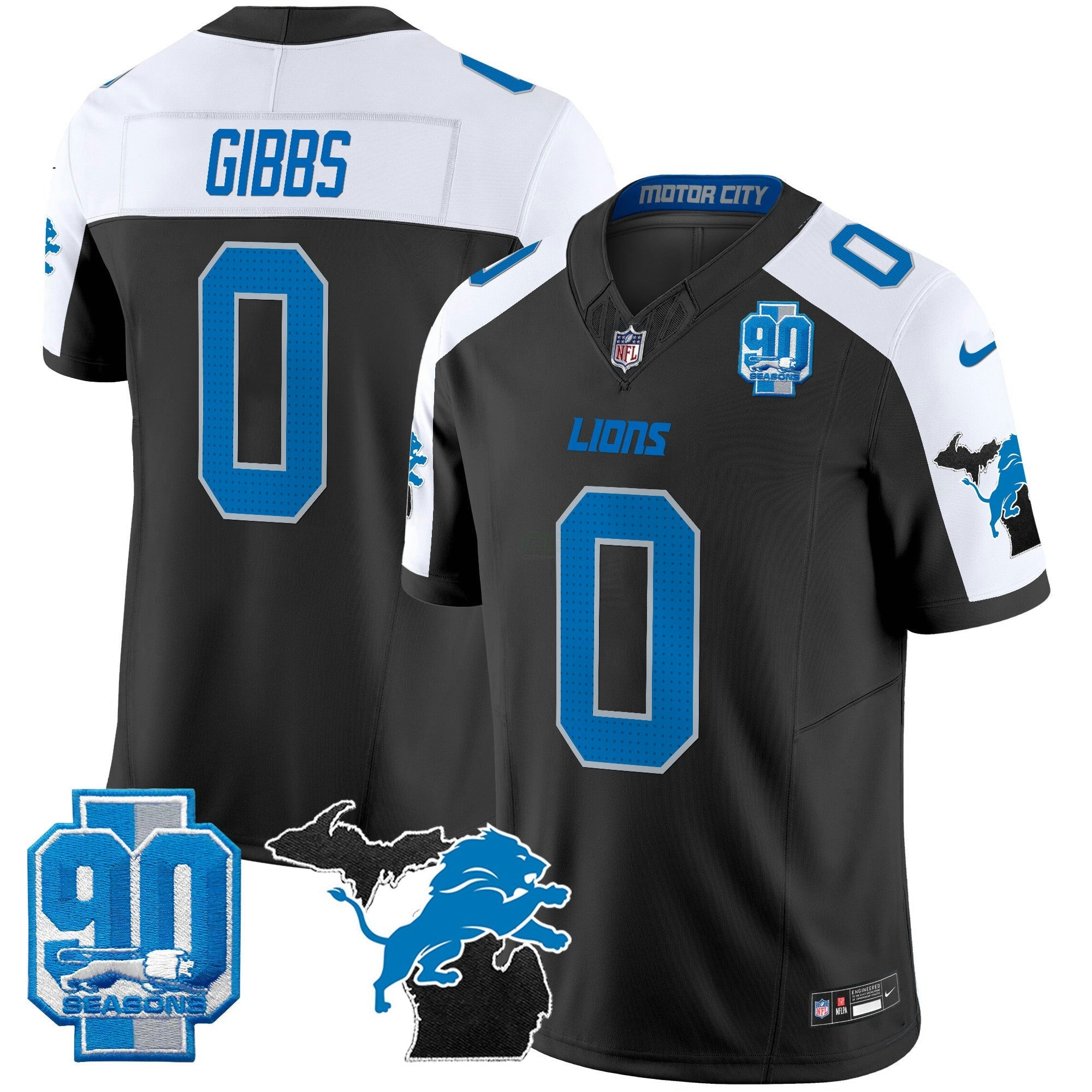 Camisa NFL Men’s Detroit 2025 Michigan & 90th Year Patch Vapor Jersey