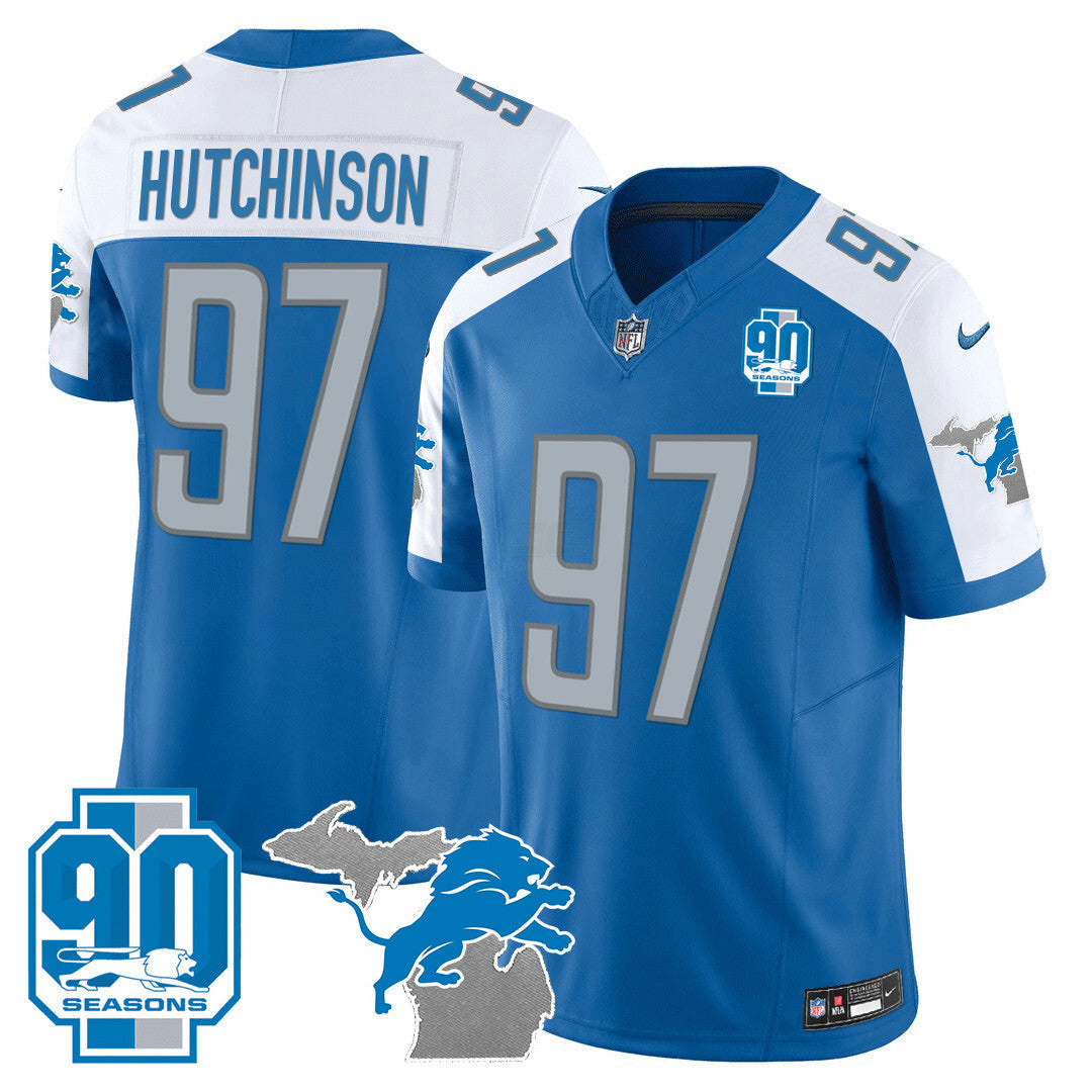Camisa NFL Men’s Detroit 90th Year & Michigan Patch Vapor Jersey