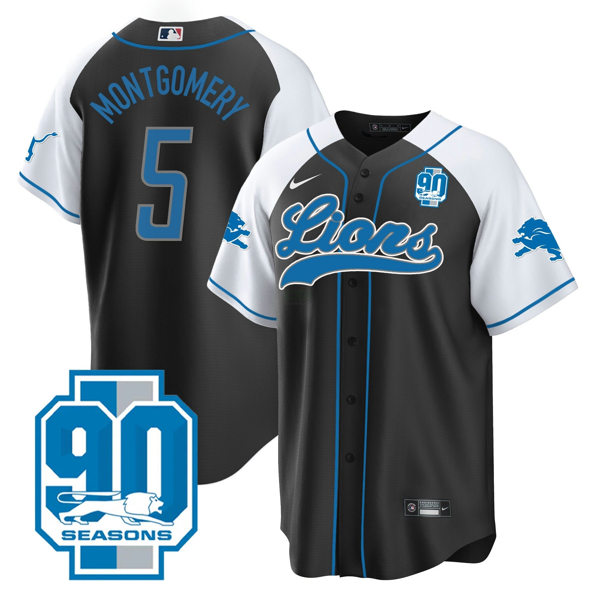 Camisa NFL Men’s Detroit 90th Year Patch Jersey