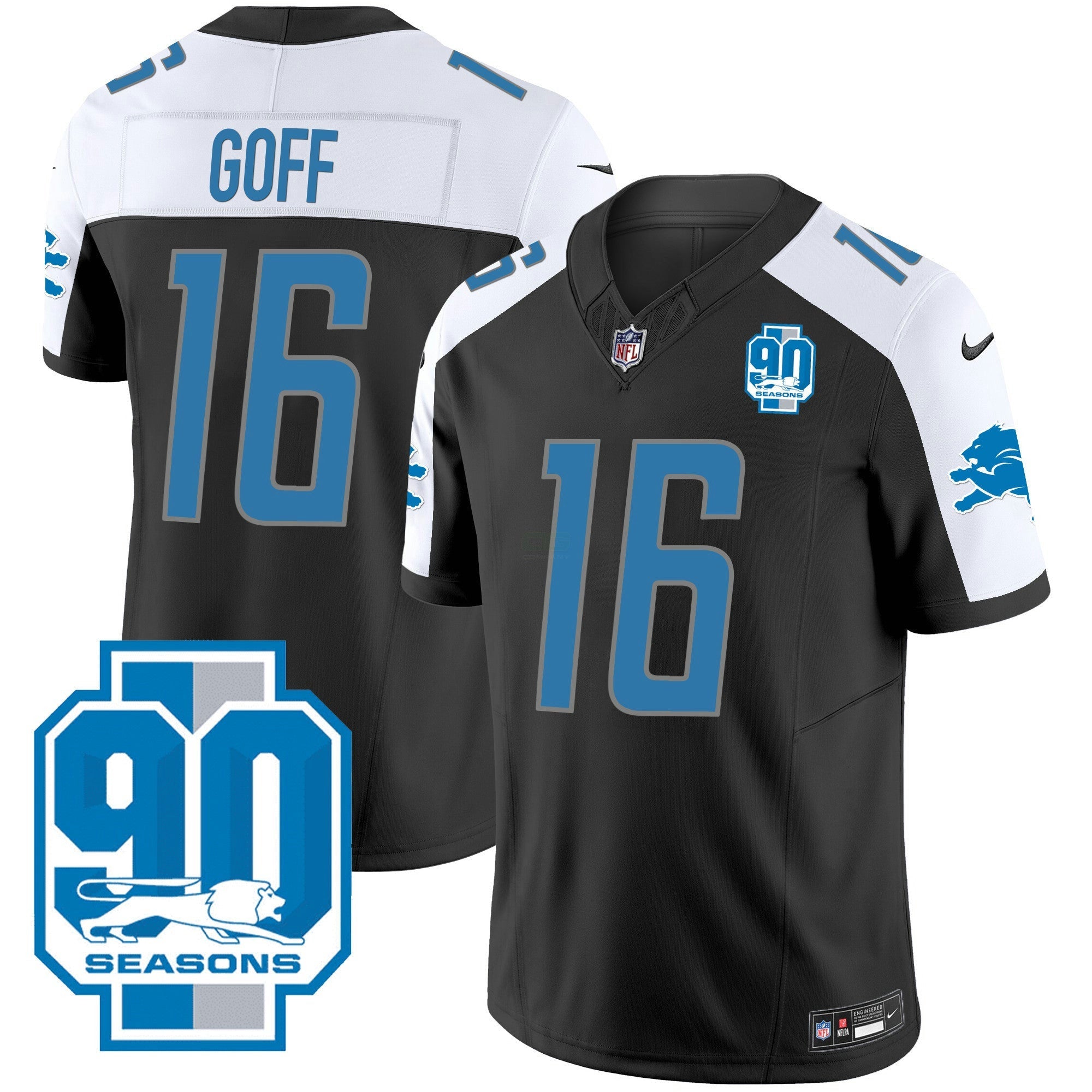 Camisa NFL Men’s Detroit 90th Year Patch Jersey