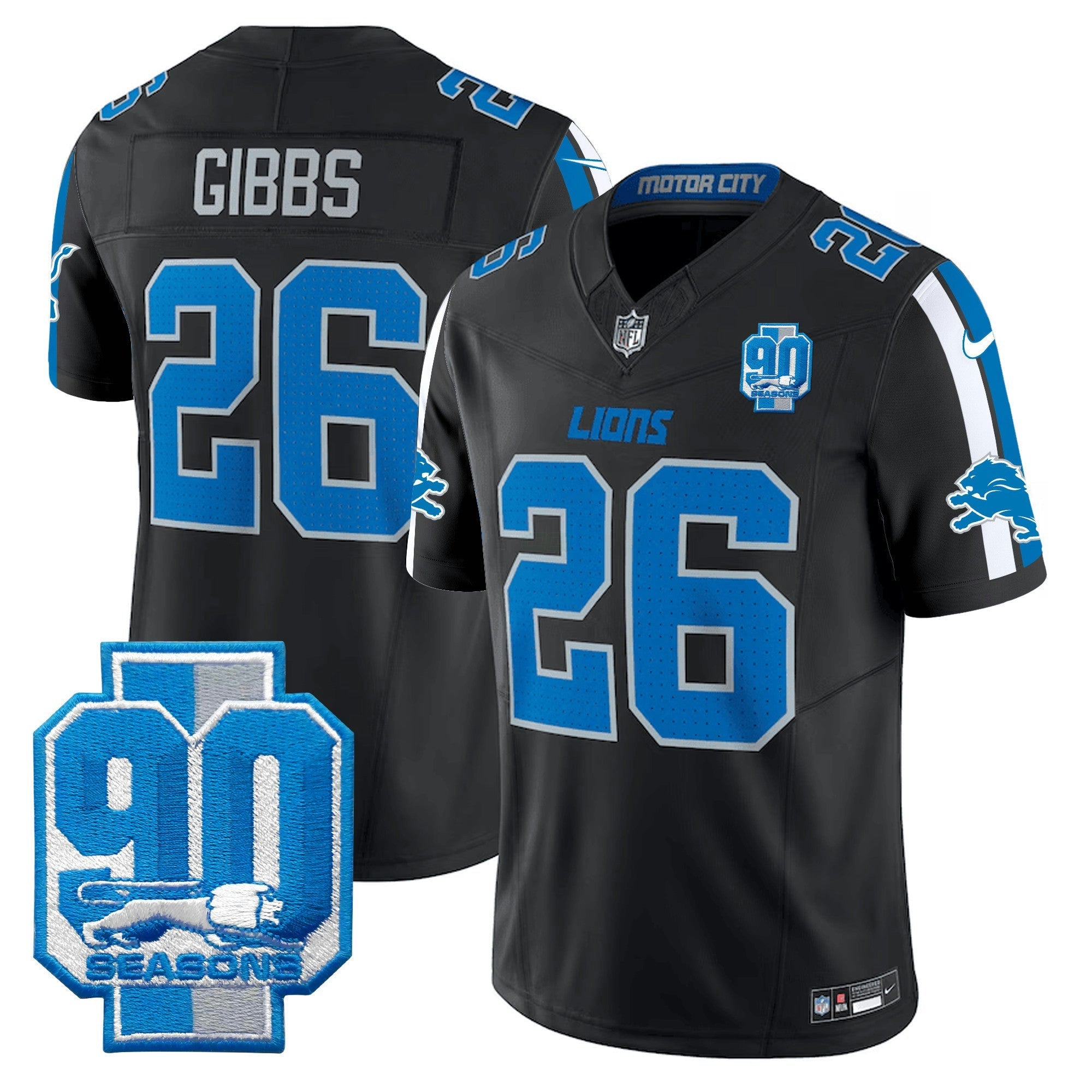 Camisa NFL Men’s Detroit 90th Year Patch Vapor Limited Jersey