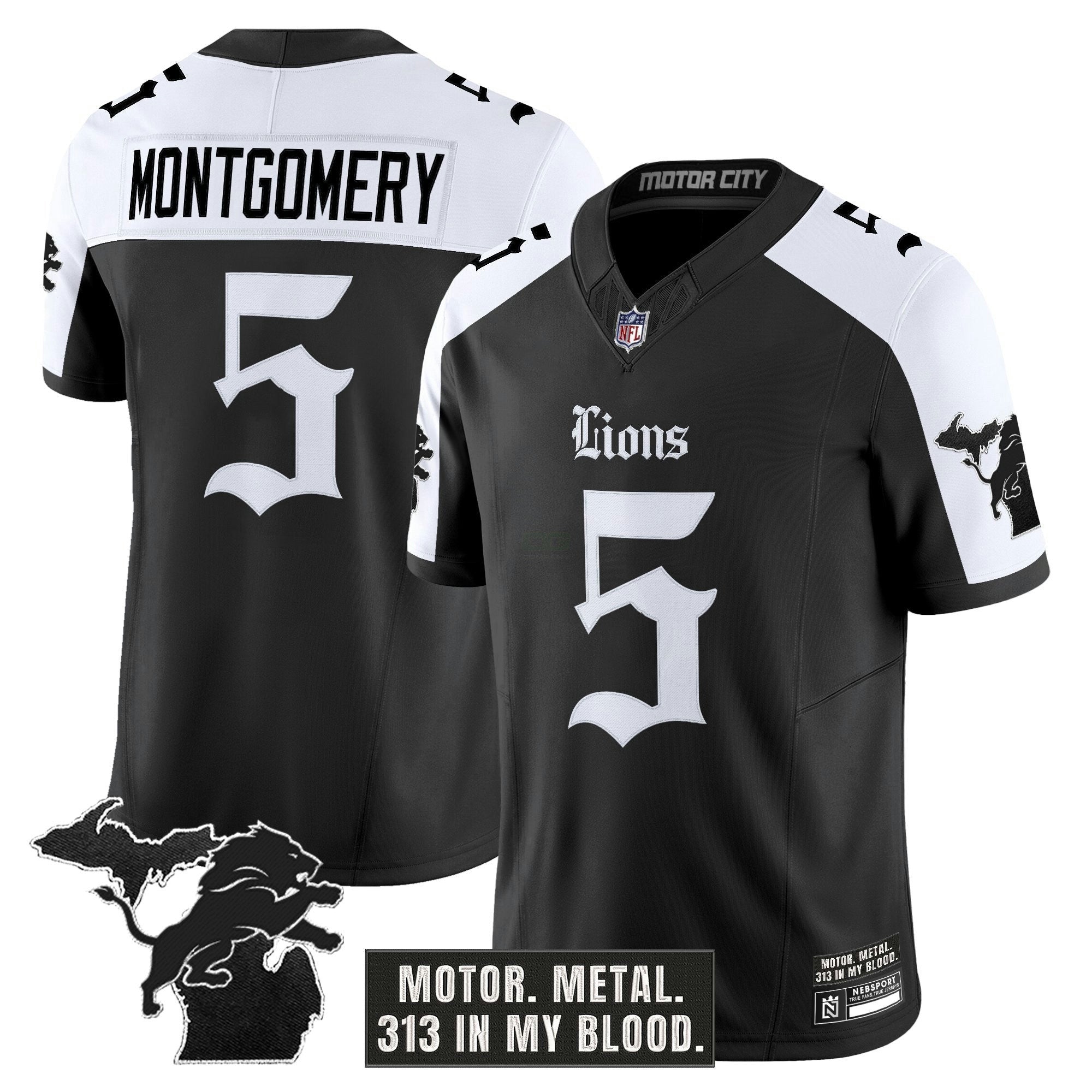 Camisa NFL Men’s Detroit ‘Gothic Motor Grit Edition’ Vapor Limited Jersey