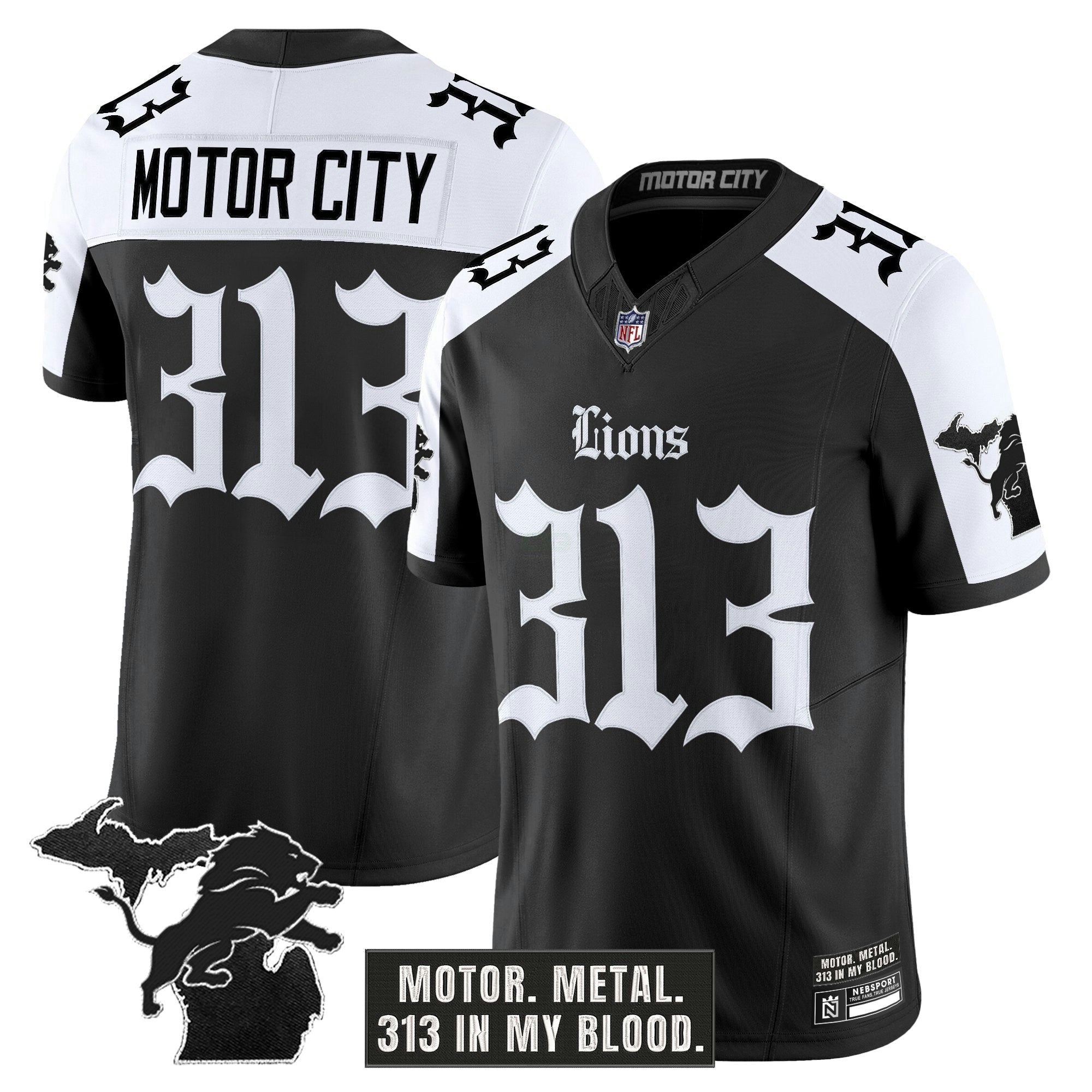 Camisa NFL Men’s Detroit ‘Gothic Motor Grit Edition’ Vapor Limited Jersey