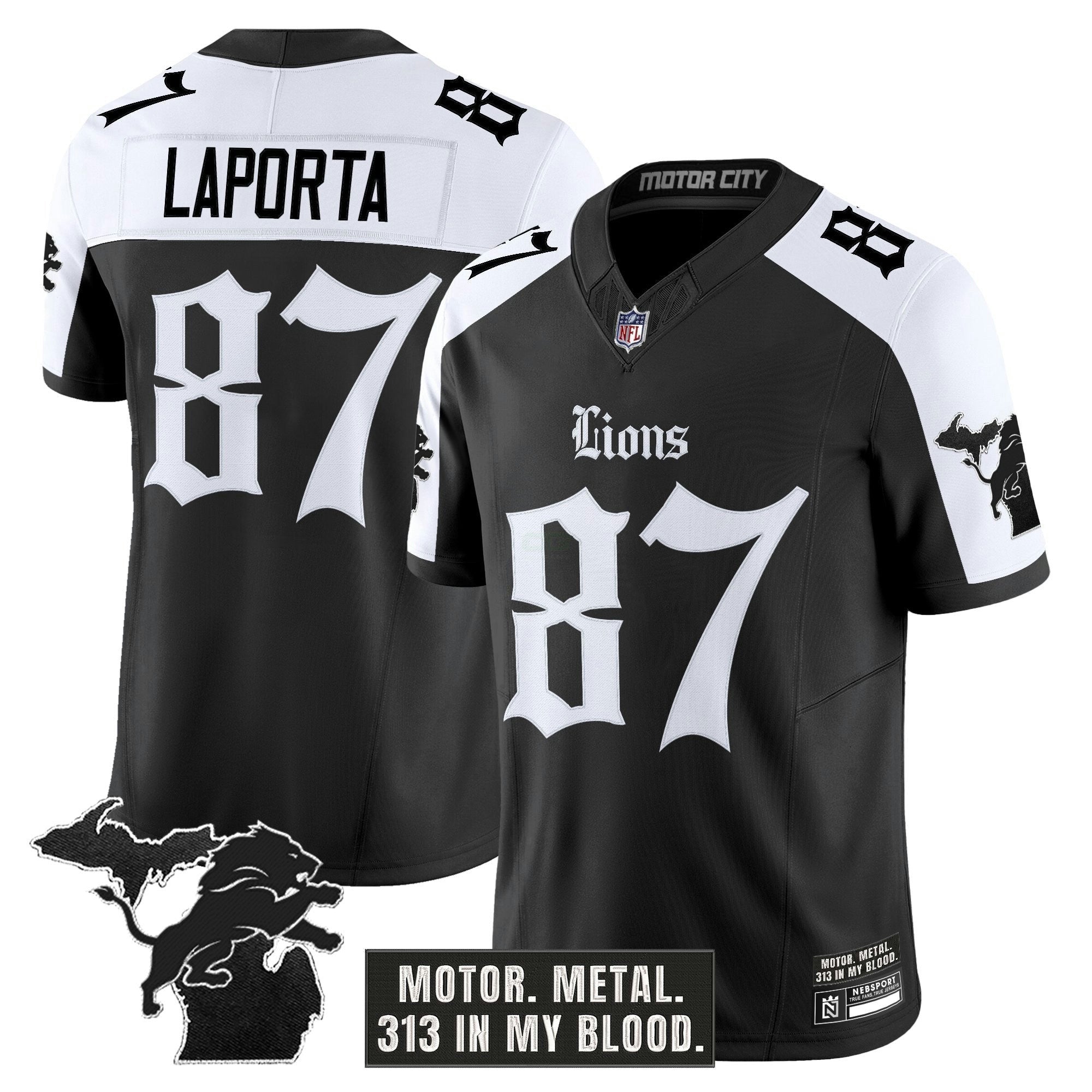 Camisa NFL Men’s Detroit ‘Gothic Motor Grit Edition’ Vapor Limited Jersey