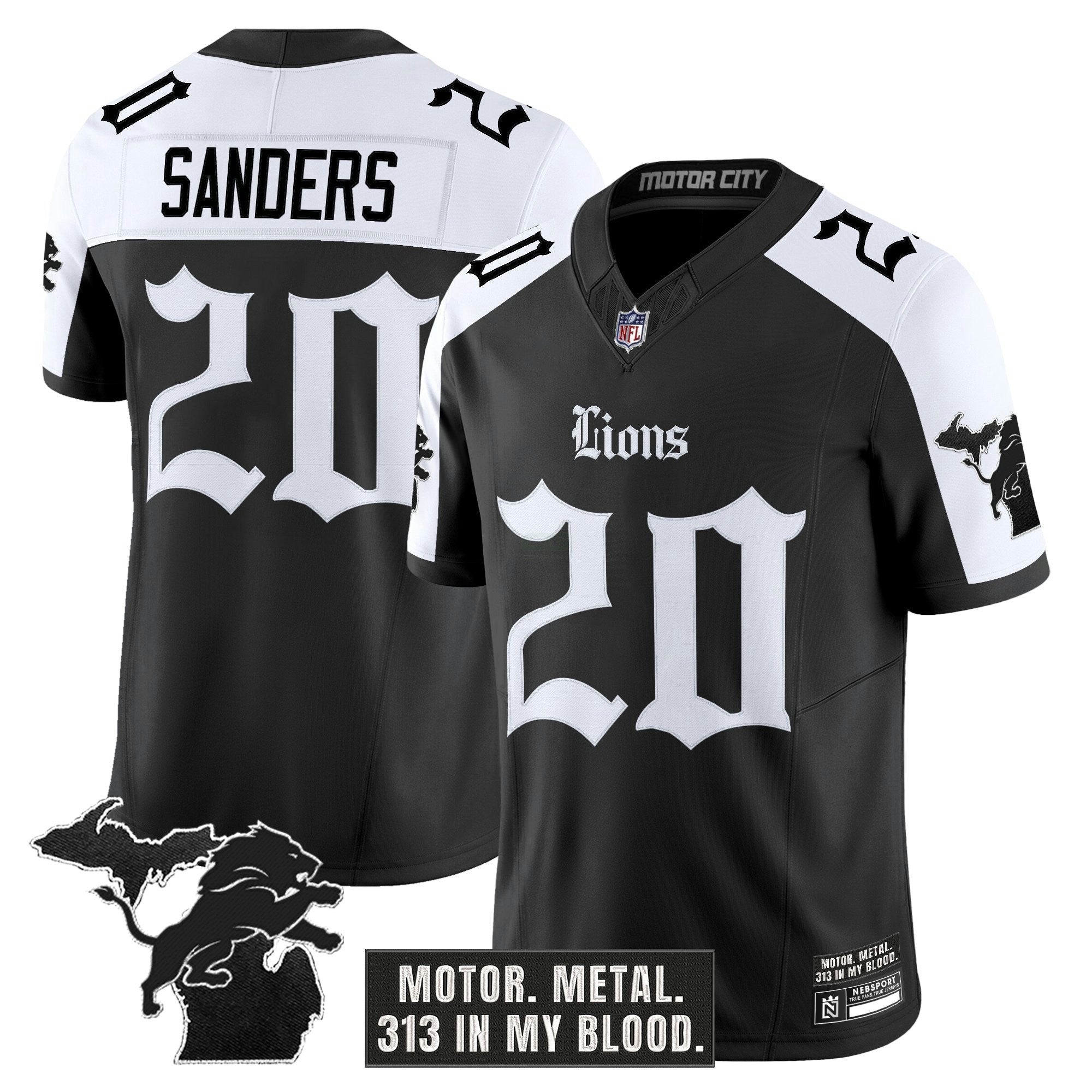 Camisa NFL Men’s Detroit ‘Gothic Motor Grit Edition’ Vapor Limited Jersey