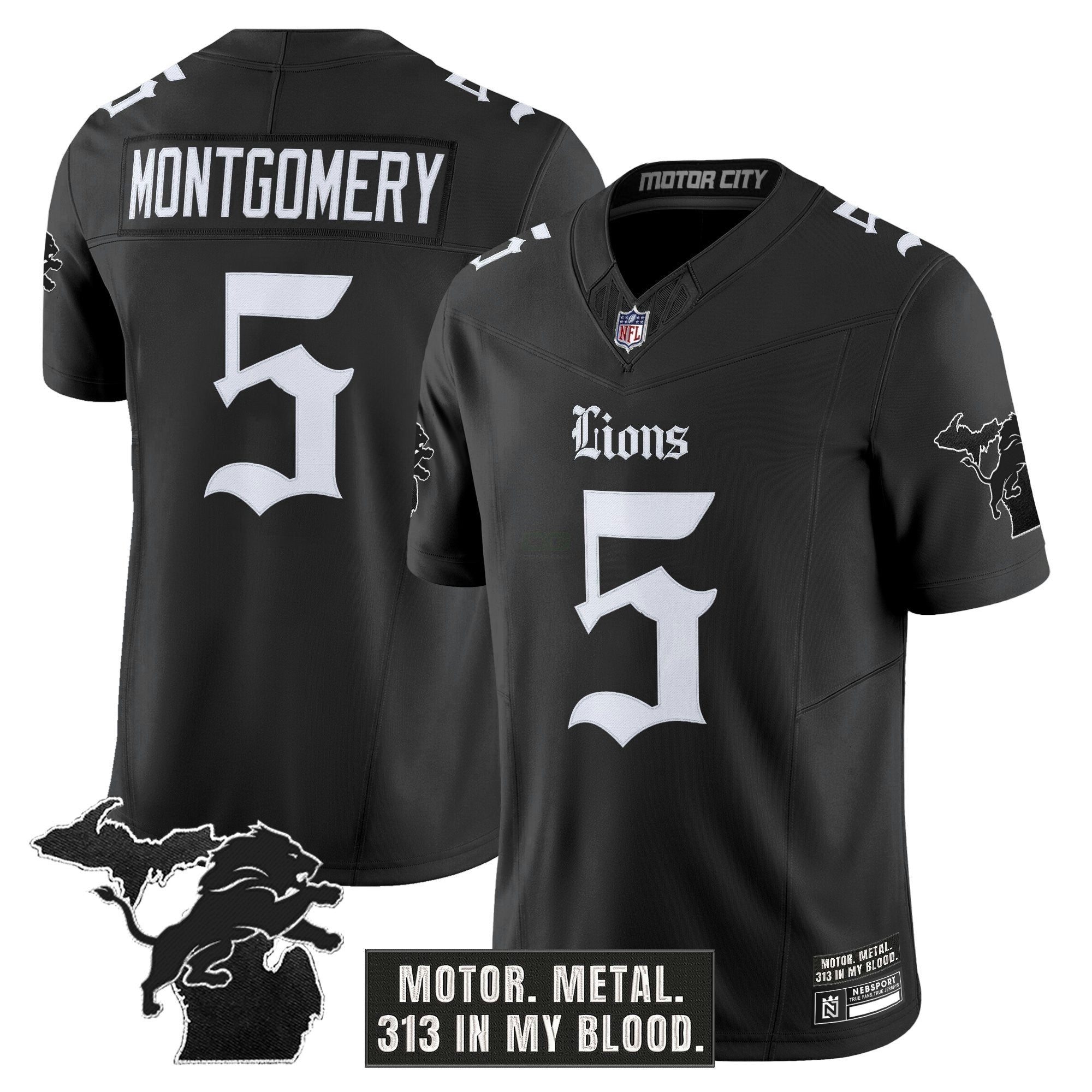 Camisa NFL Men’s Detroit ‘Gothic Motor Grit Edition’ Vapor Limited Jersey