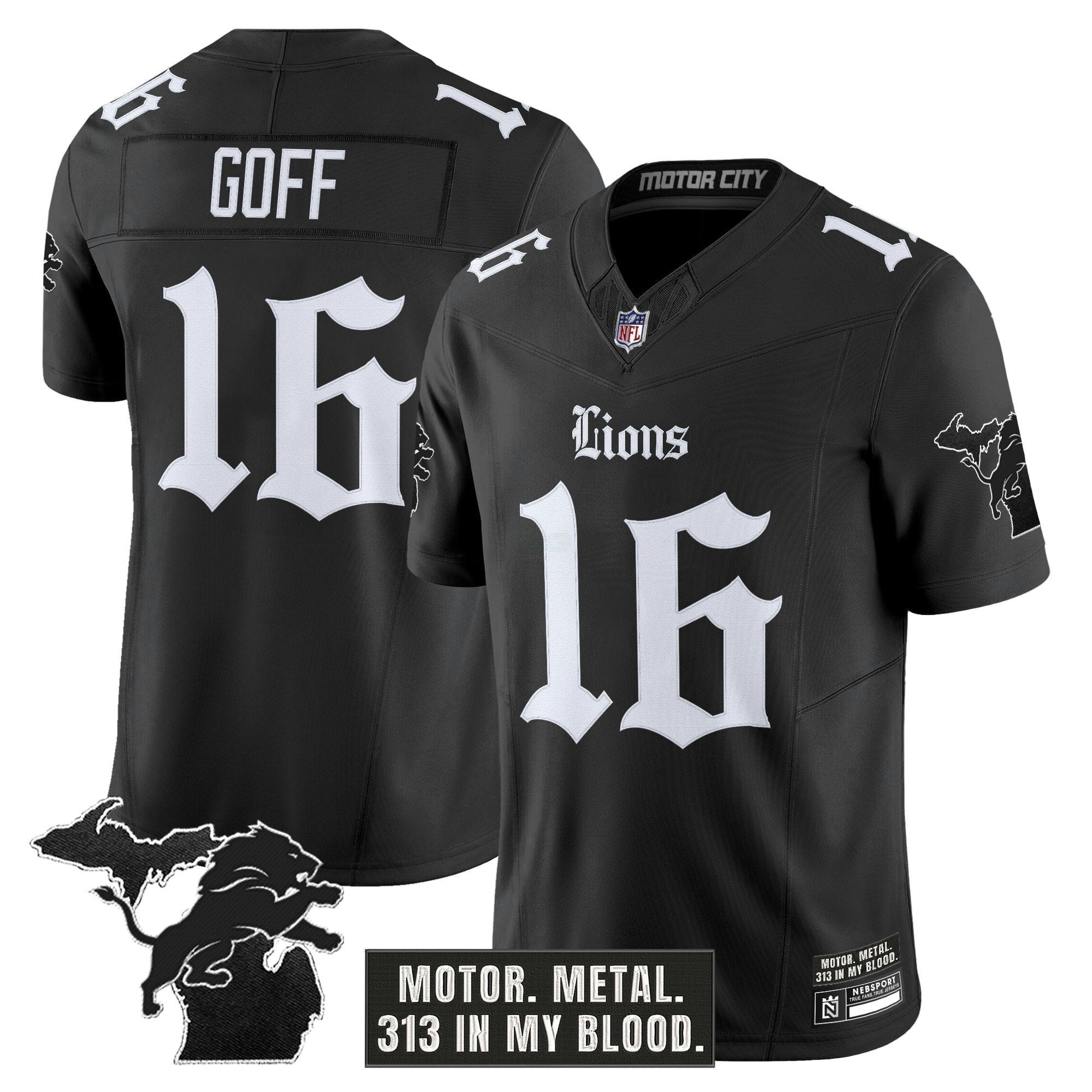 Camisa NFL Men’s Detroit ‘Gothic Motor Grit Edition’ Vapor Limited Jersey