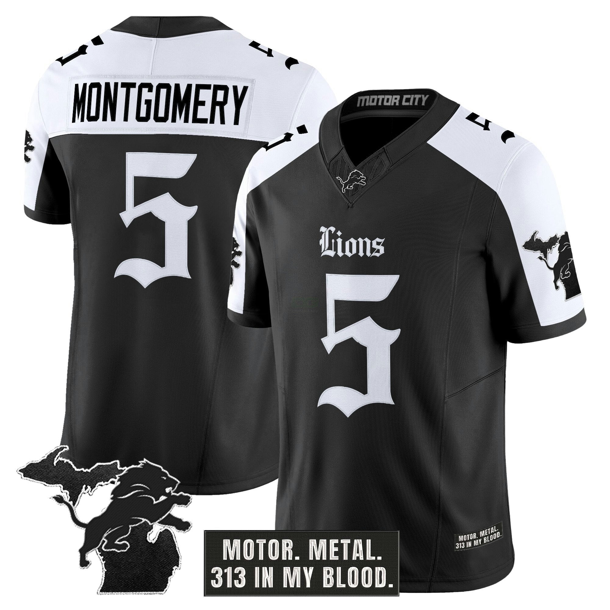 Camisa NFL Men’s Detroit ‘Gothic Motor Grit Edition’ Vapor Limited Jersey V2