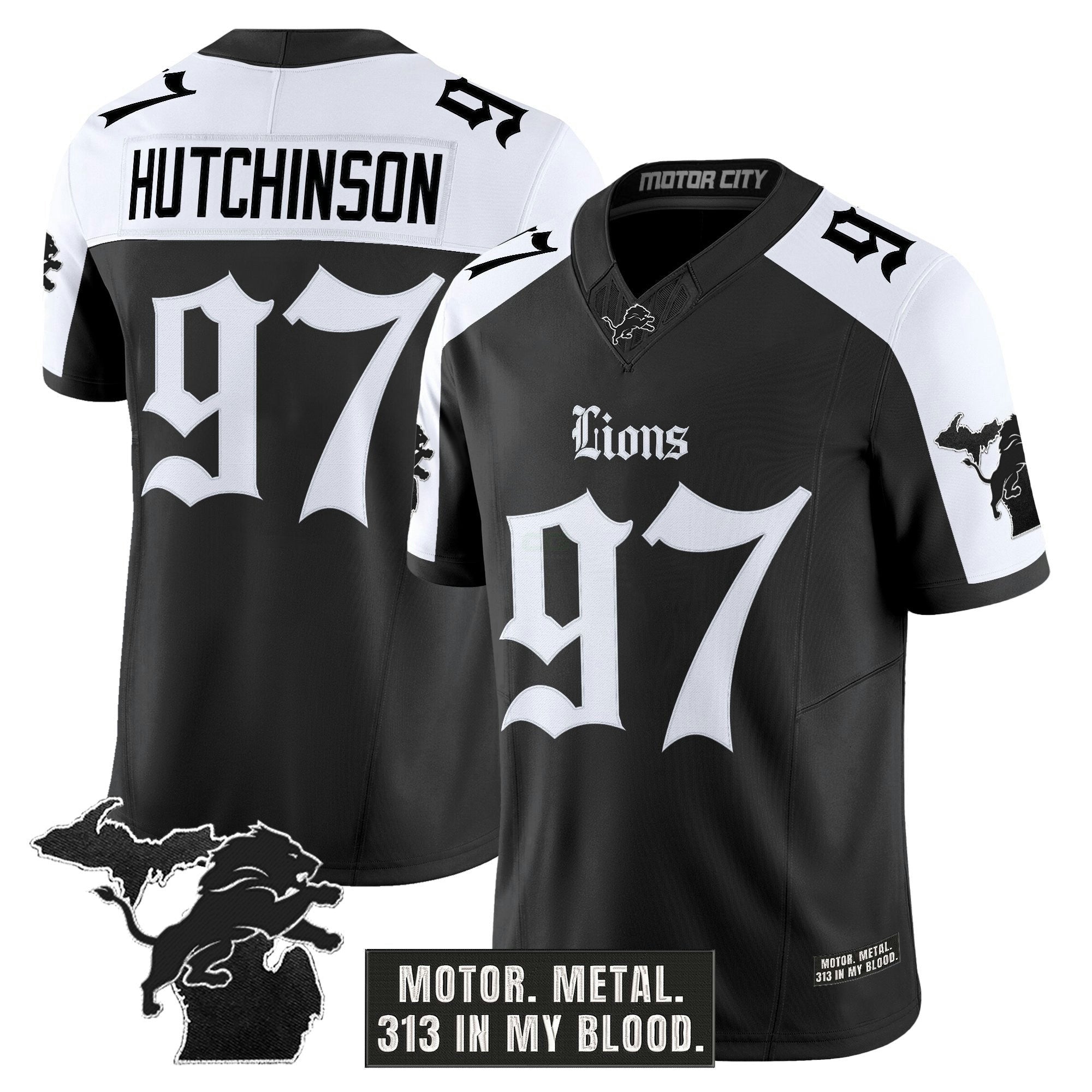 Camisa NFL Men’s Detroit ‘Gothic Motor Grit Edition’ Vapor Limited Jersey V2