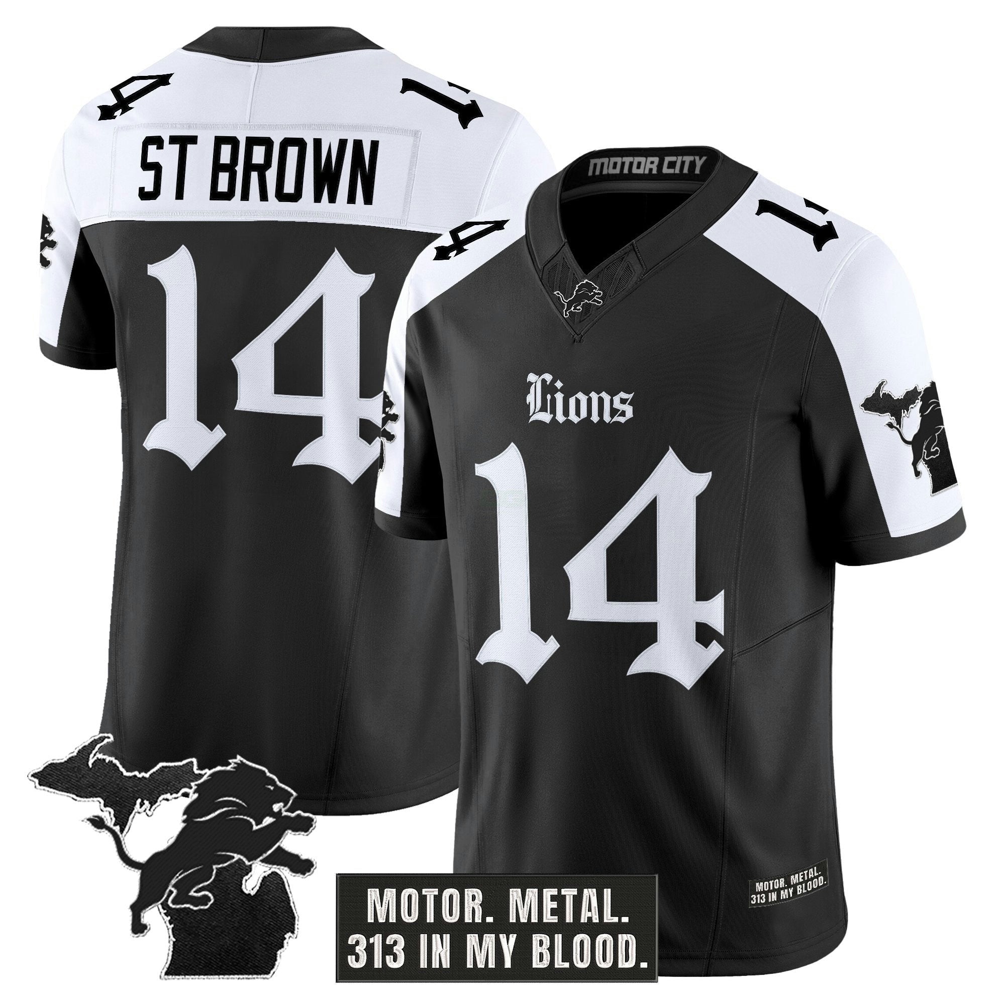 Camisa NFL Men’s Detroit ‘Gothic Motor Grit Edition’ Vapor Limited Jersey V2