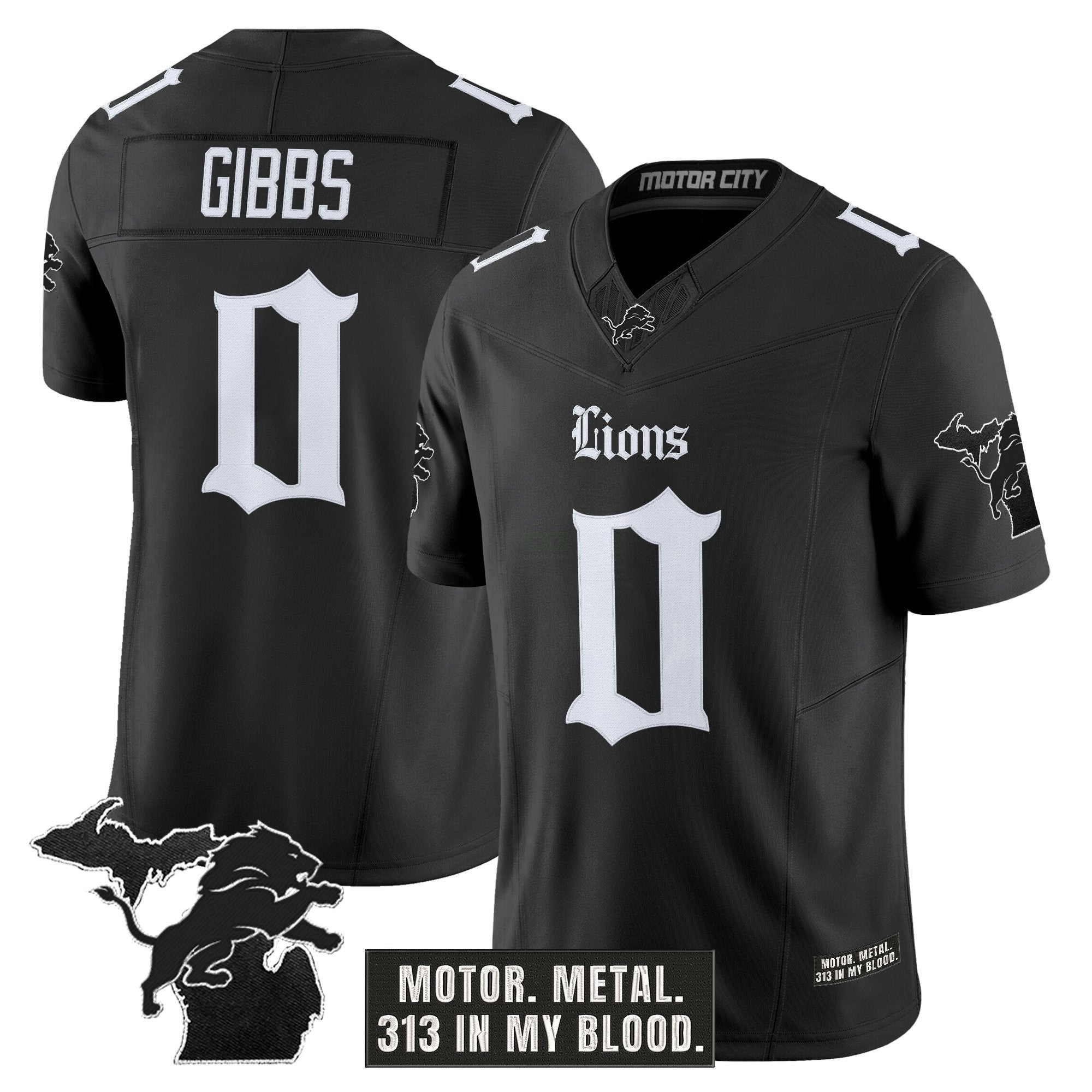 Camisa NFL Men’s Detroit ‘Gothic Motor Grit Edition’ Vapor Limited Jersey V2