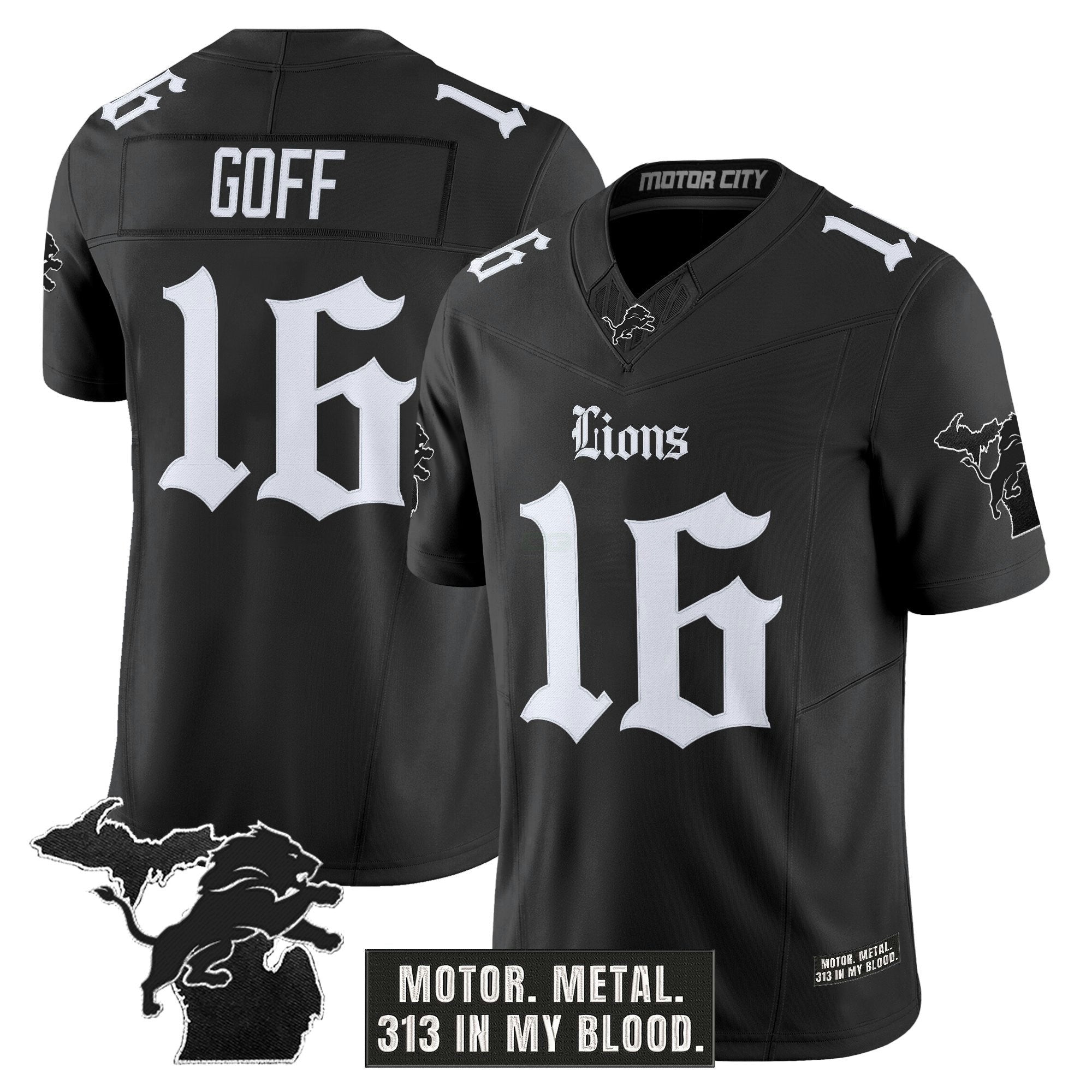 Camisa NFL Men’s Detroit ‘Gothic Motor Grit Edition’ Vapor Limited Jersey V2
