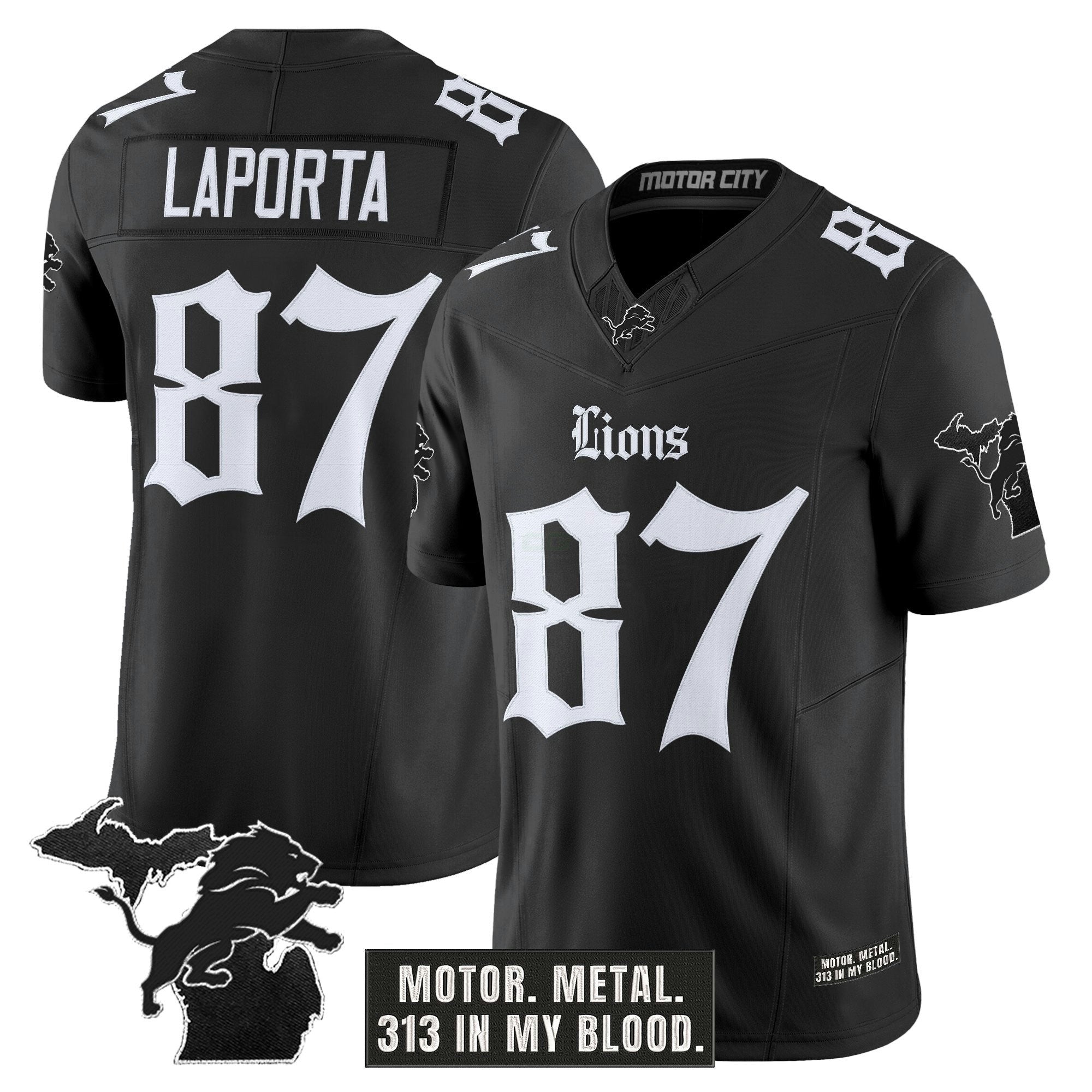 Camisa NFL Men’s Detroit ‘Gothic Motor Grit Edition’ Vapor Limited Jersey V2