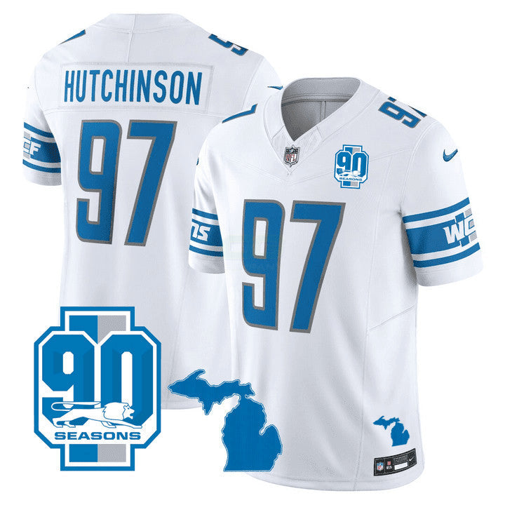 Camisa NFL Men’s Detroit Michigan State & 90th Year Patch Jersey