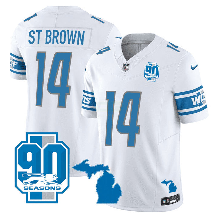 Camisa NFL Men’s Detroit Michigan State & 90th Year Patch Jersey