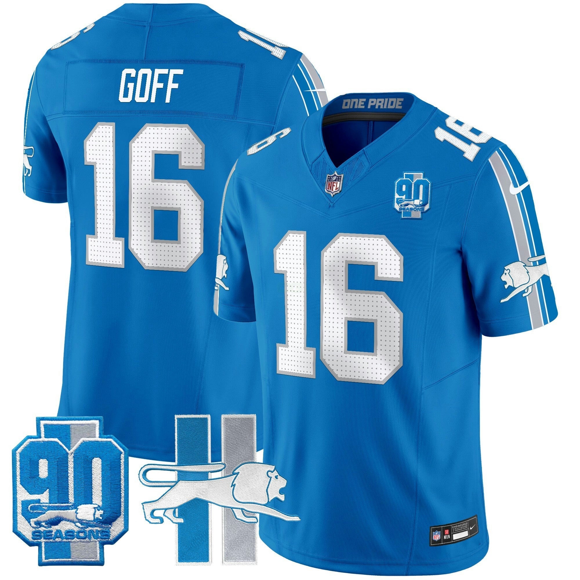 Camisa NFL Men’s Detroit Throwback 90th Year Patch Vapor Limited Jersey