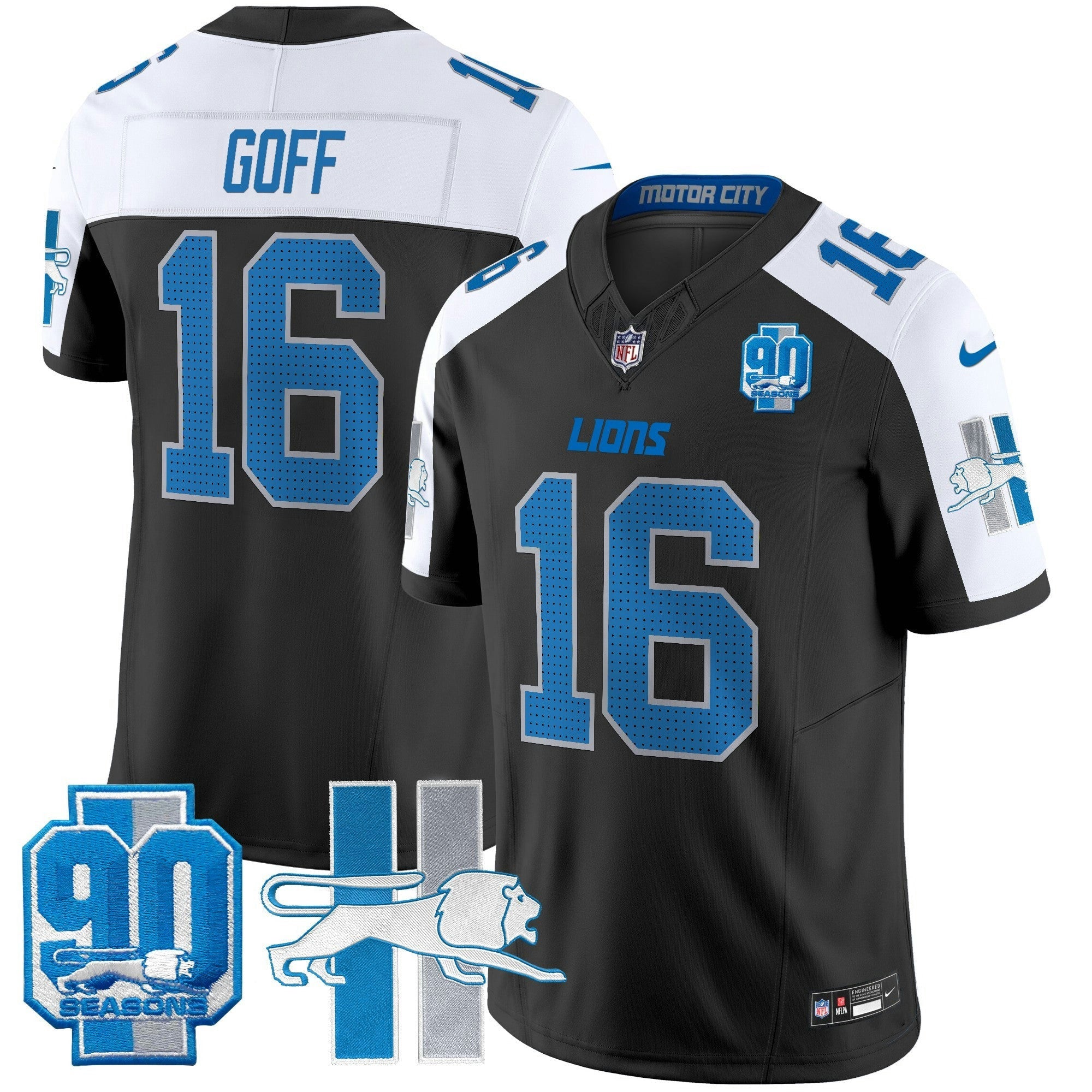 Camisa NFL Men’s Detroit Throwback 90th Year Patch Vapor Limited Jersey