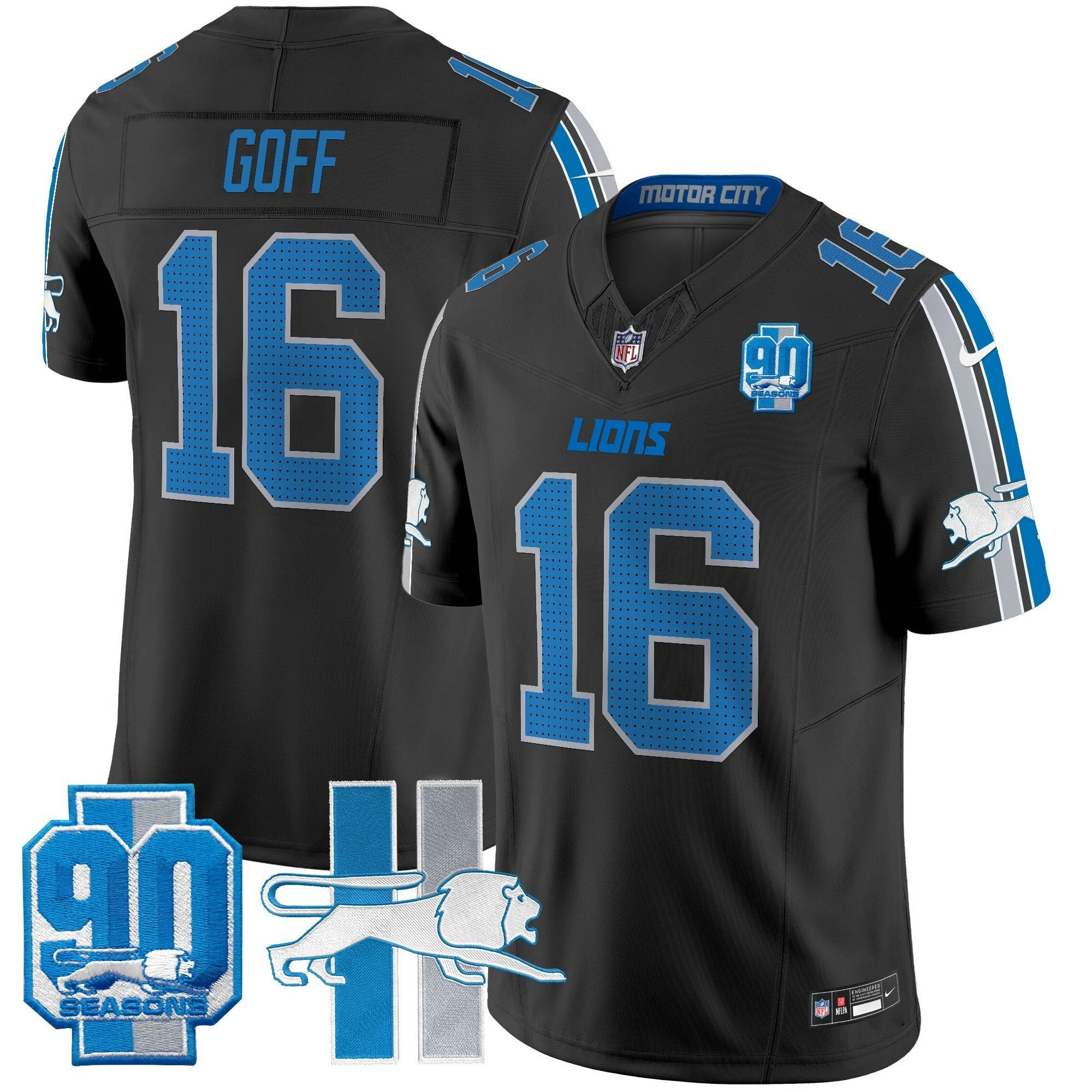 Camisa NFL Men’s Detroit Throwback 90th Year Patch Vapor Limited Jersey