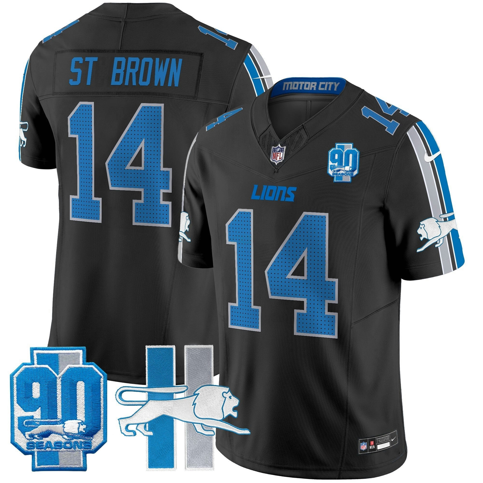 Camisa NFL Men’s Detroit Throwback 90th Year Patch Vapor Limited Jersey