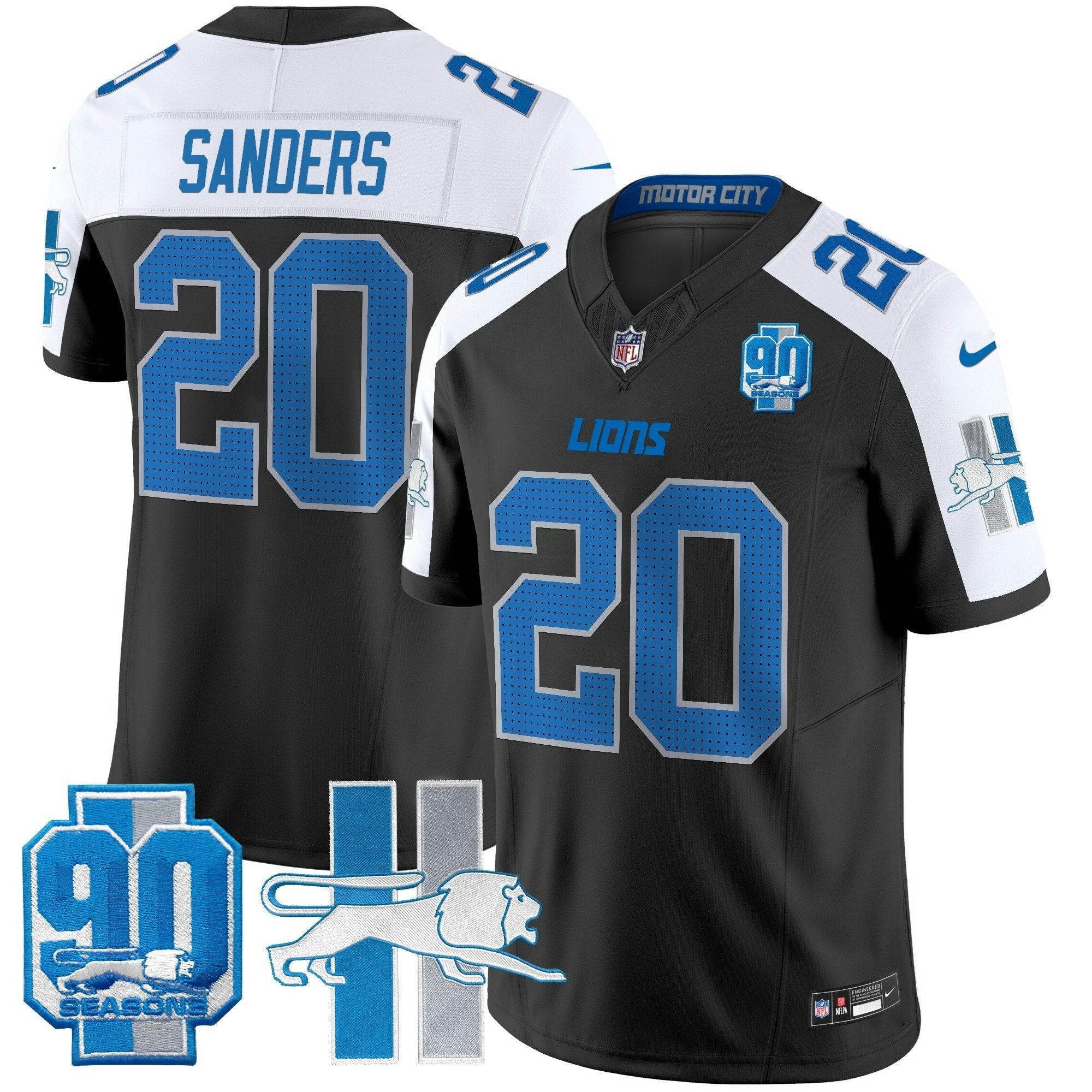 Camisa NFL Men’s Detroit Throwback 90th Year Patch Vapor Limited Jersey