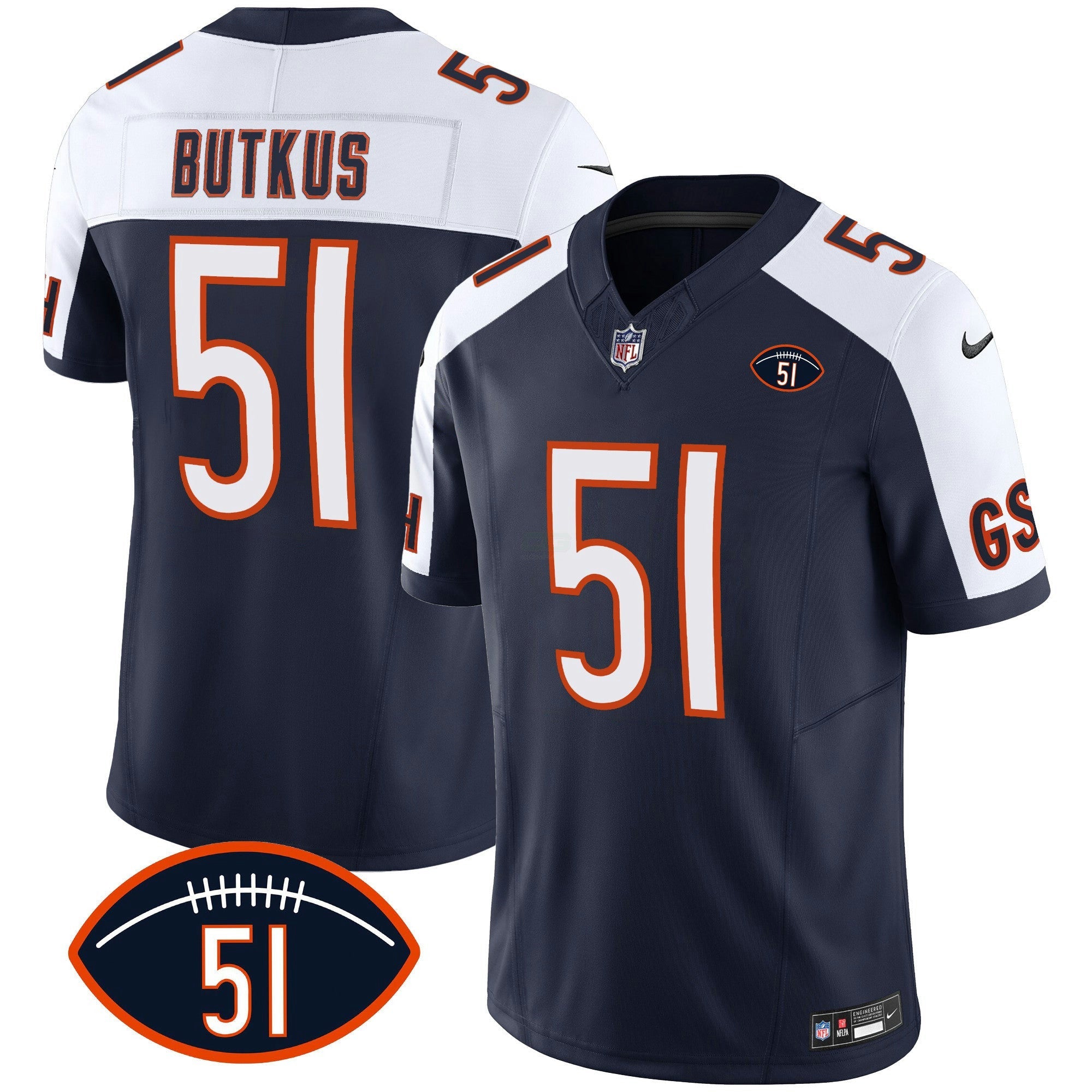 Camisa NFL Men’s Dick Butkus Patch GSH Vapor Jersey