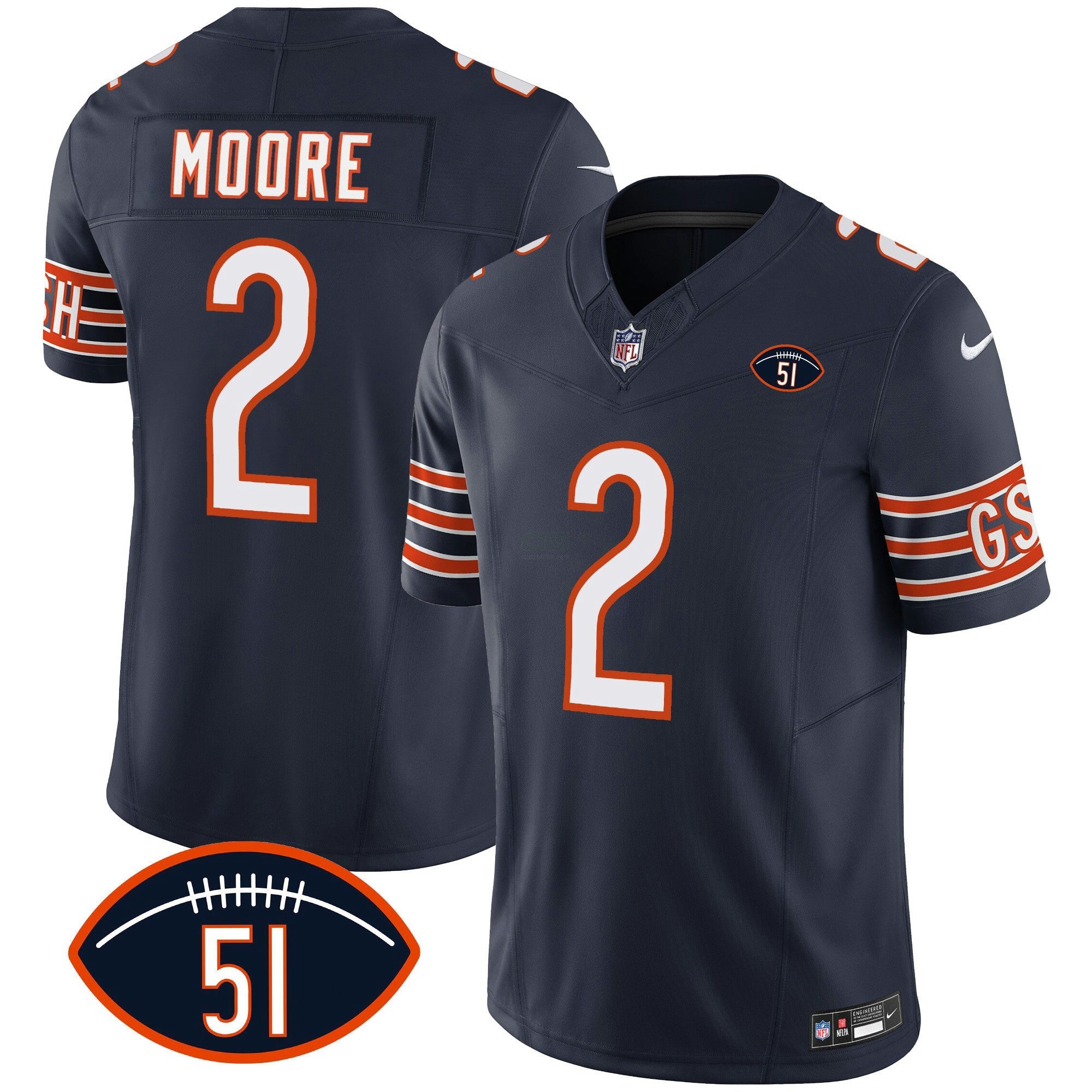 Camisa NFL Men’s Dick Butkus Patch GSH Vapor Jersey