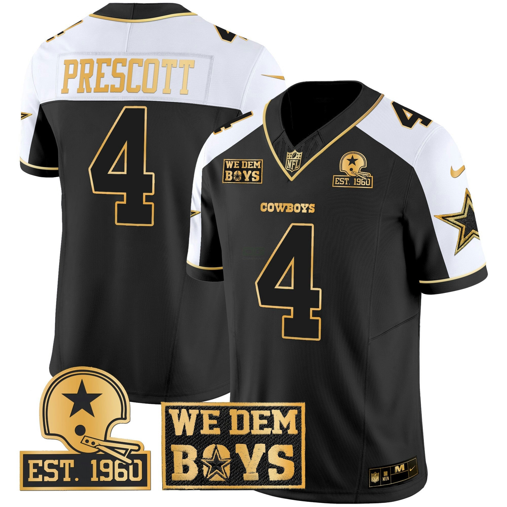 Camisa NFL Men’s Est. 1960 & We Dem Boyz Patch Dourada Vapor Limited Jersey