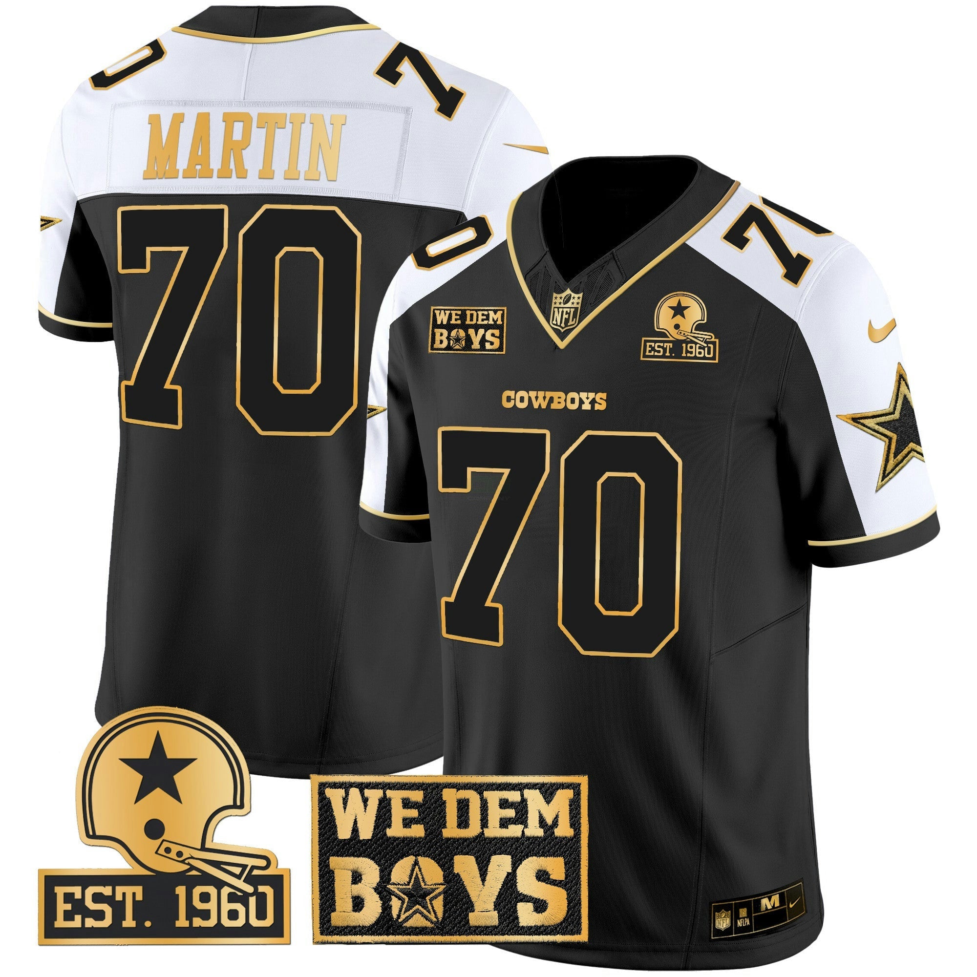 Camisa NFL Men’s Est. 1960 & We Dem Boyz Patch Dourada Vapor Limited Jersey