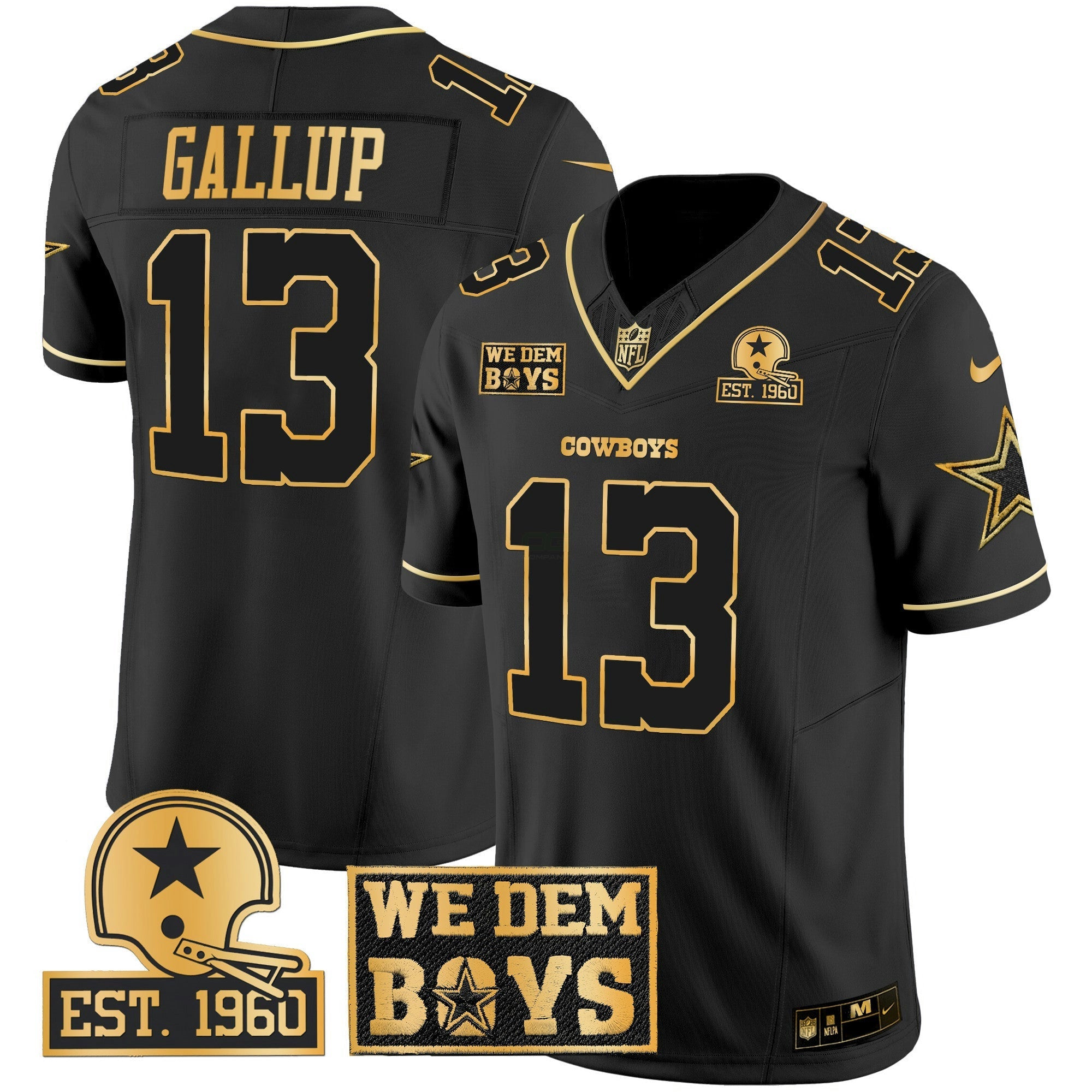 Camisa NFL Men’s Est. 1960 & We Dem Boyz Patch Dourada Vapor Limited Jersey